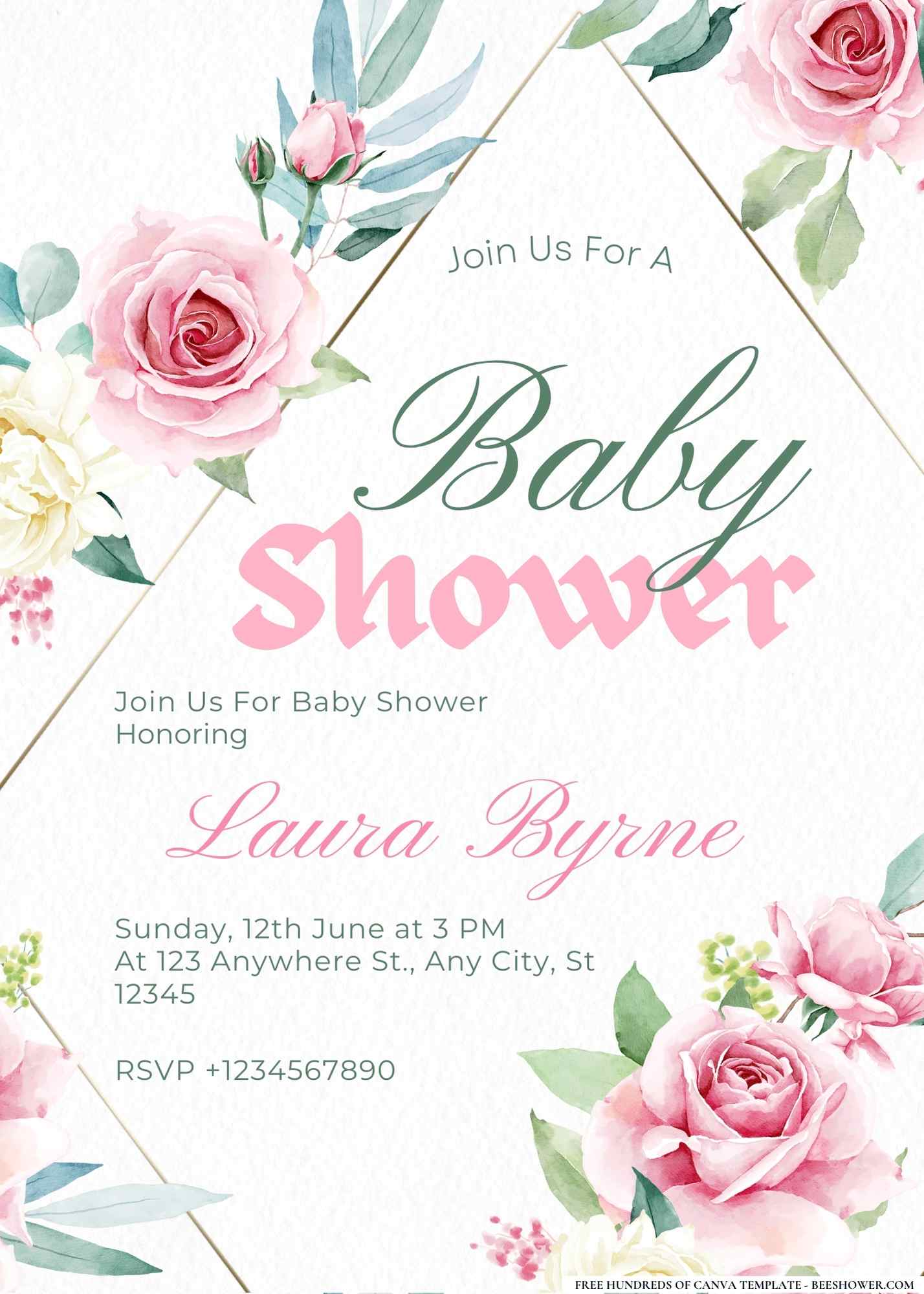 A Rose is Born Baby Shower Invitation