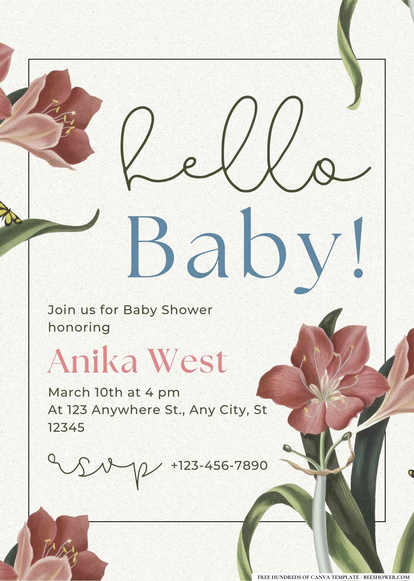 Baby Blooms and Blossoms Baby Shower Invitation