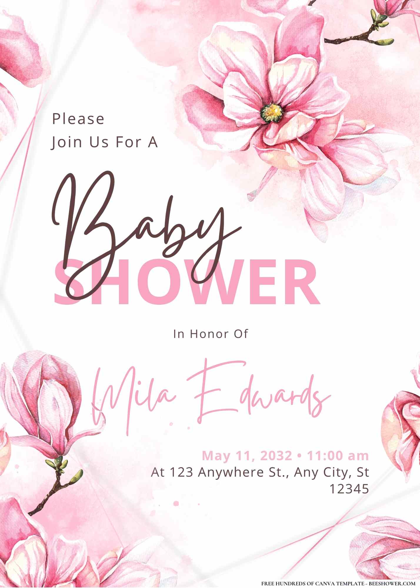 Baby's First Blooms Baby Shower Invitation