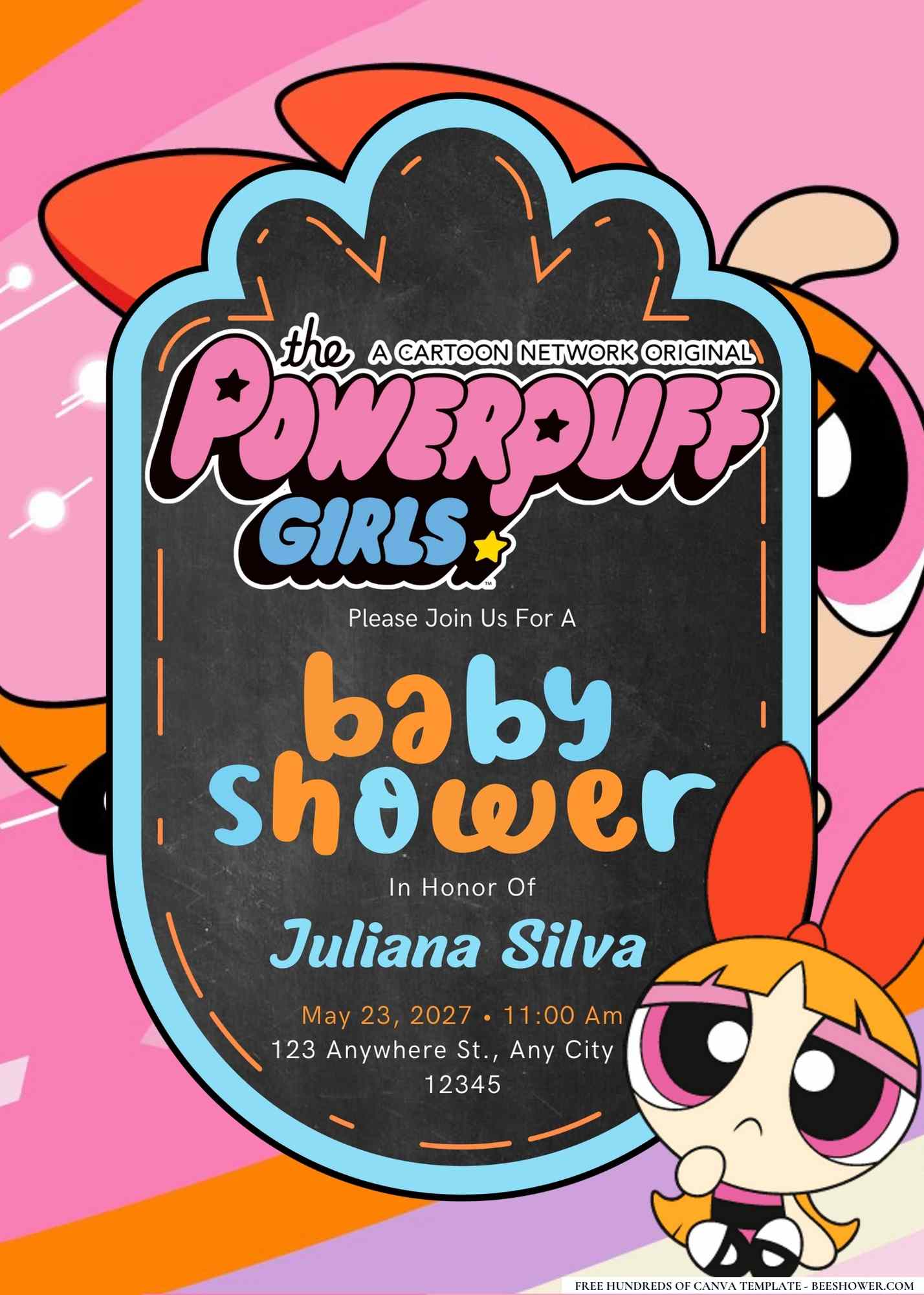 Blossom (Powerpuff Girls) Baby Shower Invitation