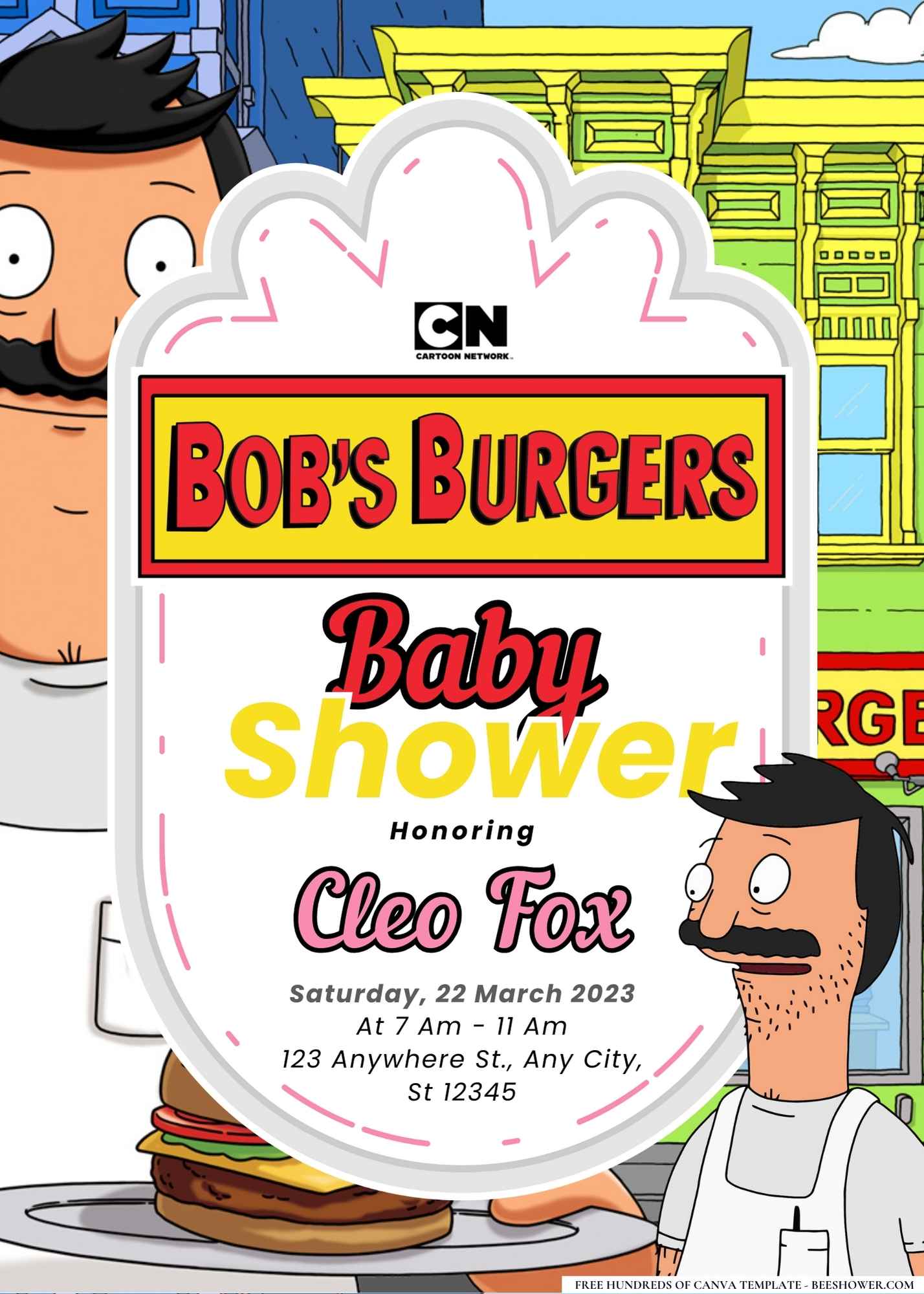 Bob Belcher Baby Shower Invitation