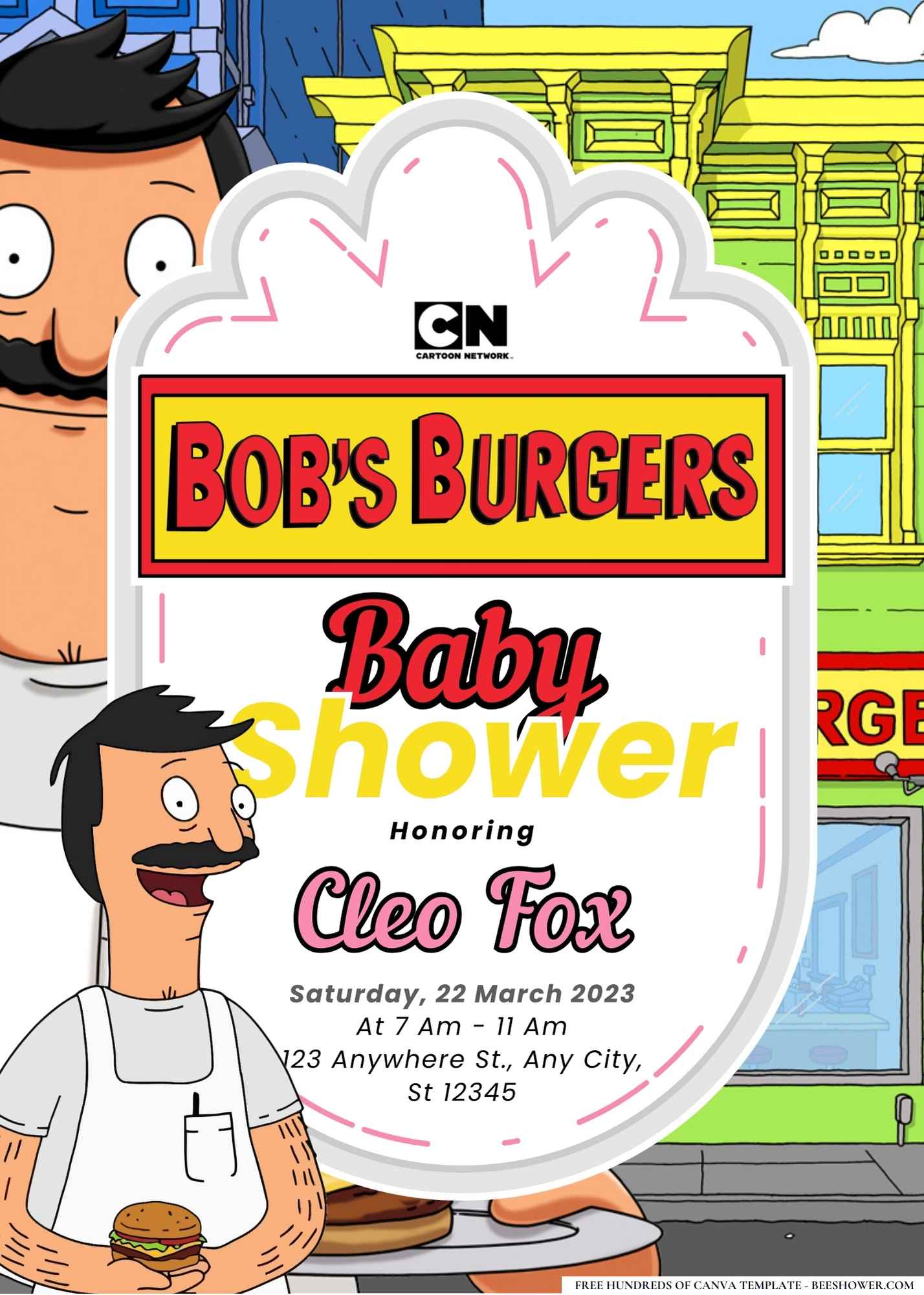 Bob Belcher Baby Shower Invitation