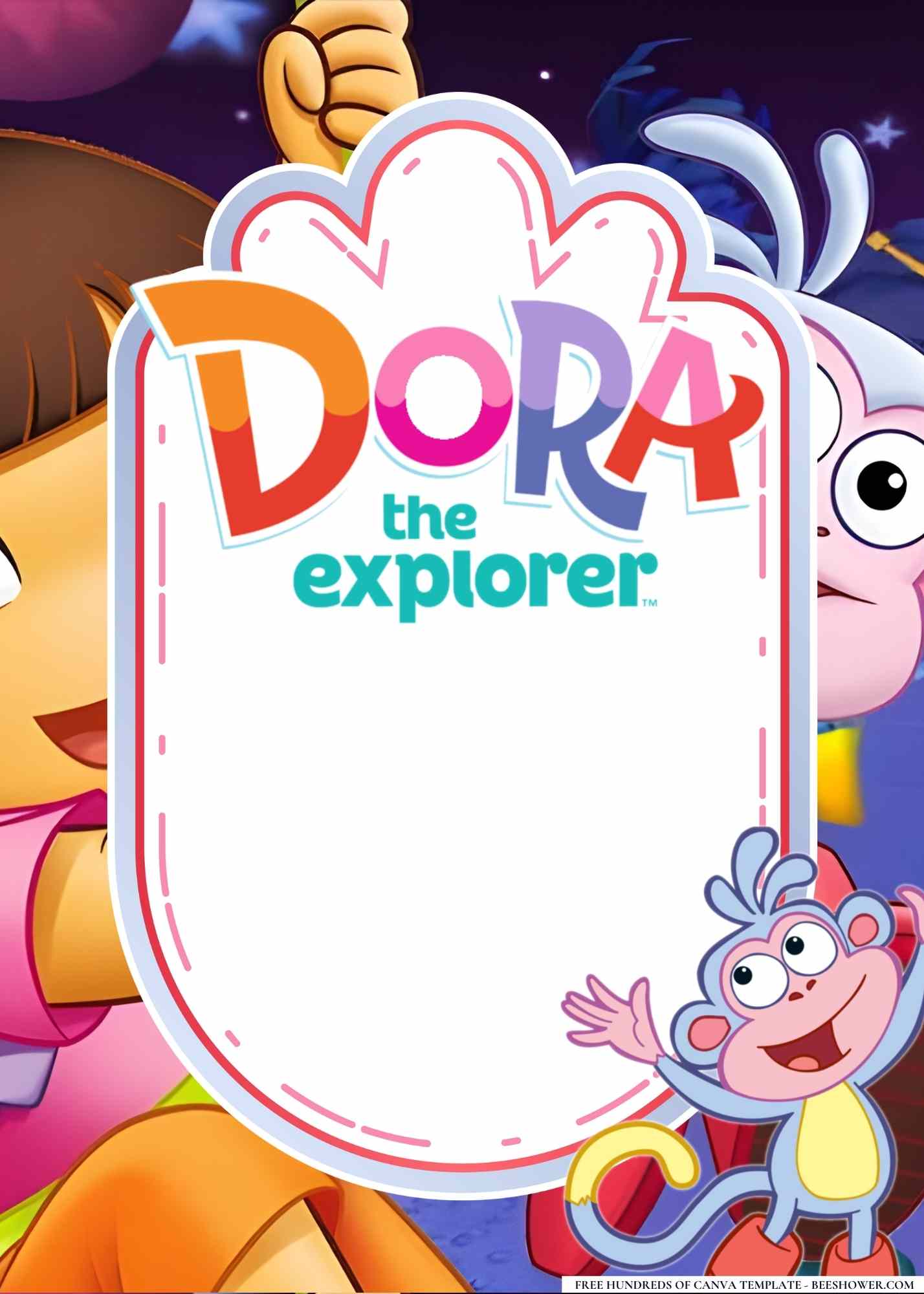 Boots (Dora the Explorer) Baby Shower Invitation