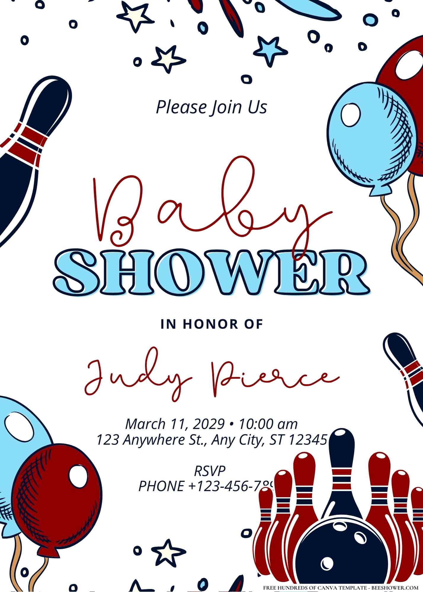 Bowling Bonanza Baby Shower Invitation