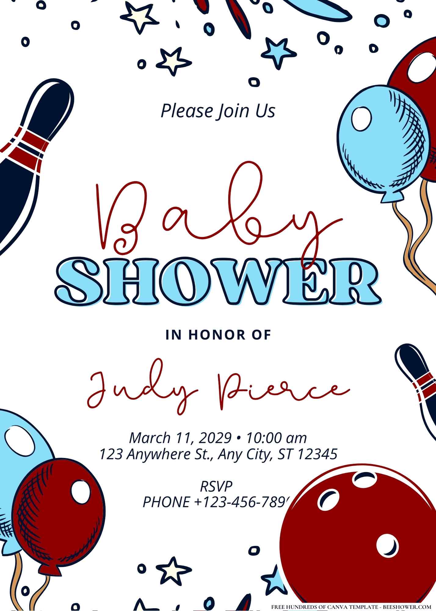 Bowling Bonanza Baby Shower Invitation