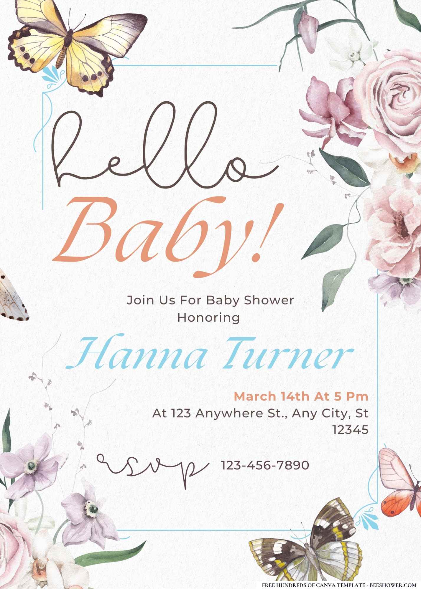 Butterflies and Binkies Baby Shower Invitation