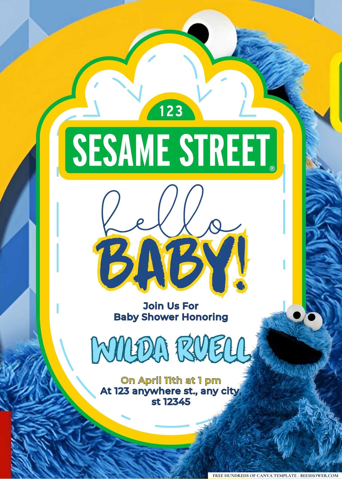 Cookie Monster Baby Shower Invitation