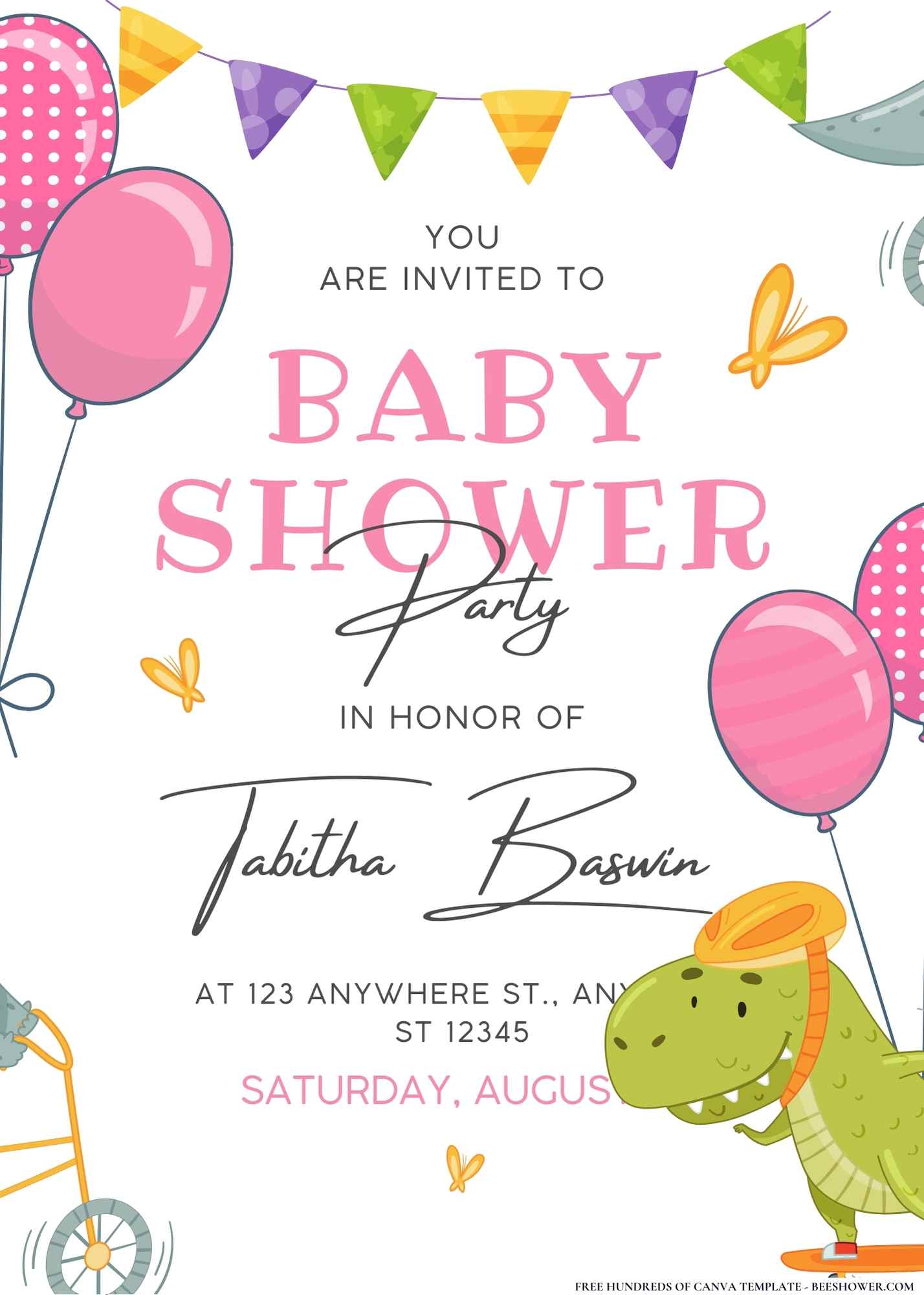Cute Dino Baby Shower Invitation