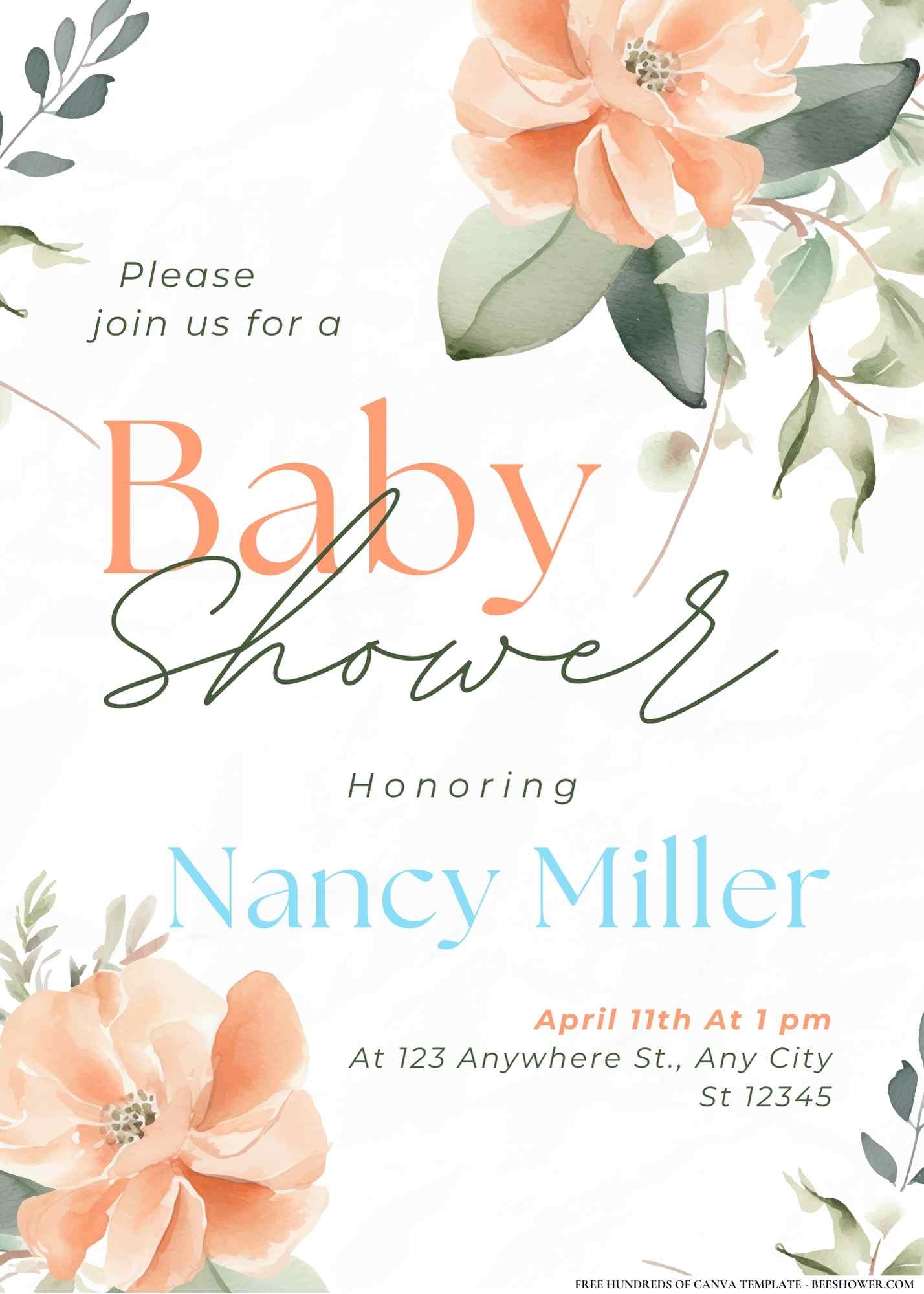Elegant Floral Fête Baby Shower Invitation