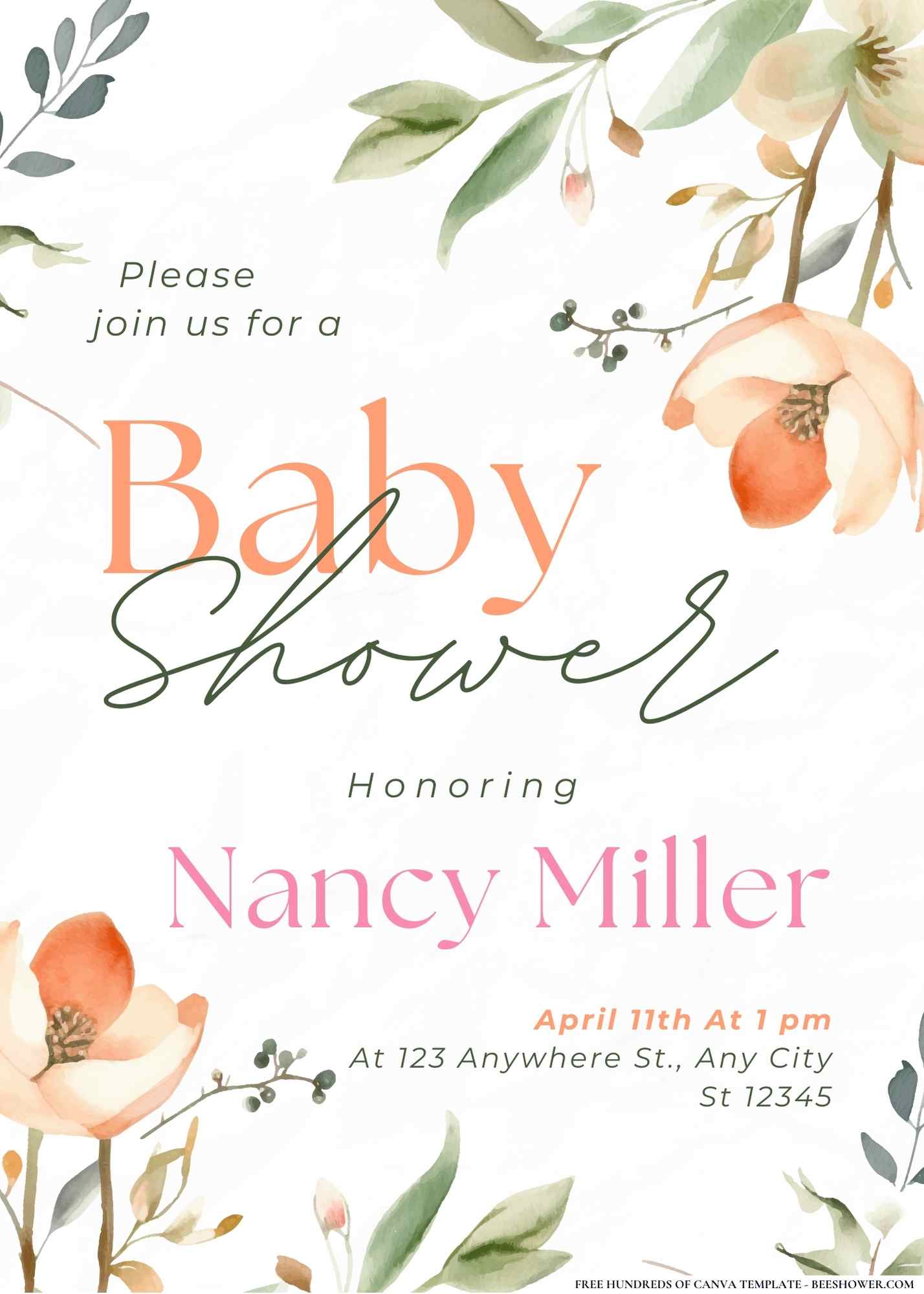 Elegant Floral Fête Baby Shower Invitation
