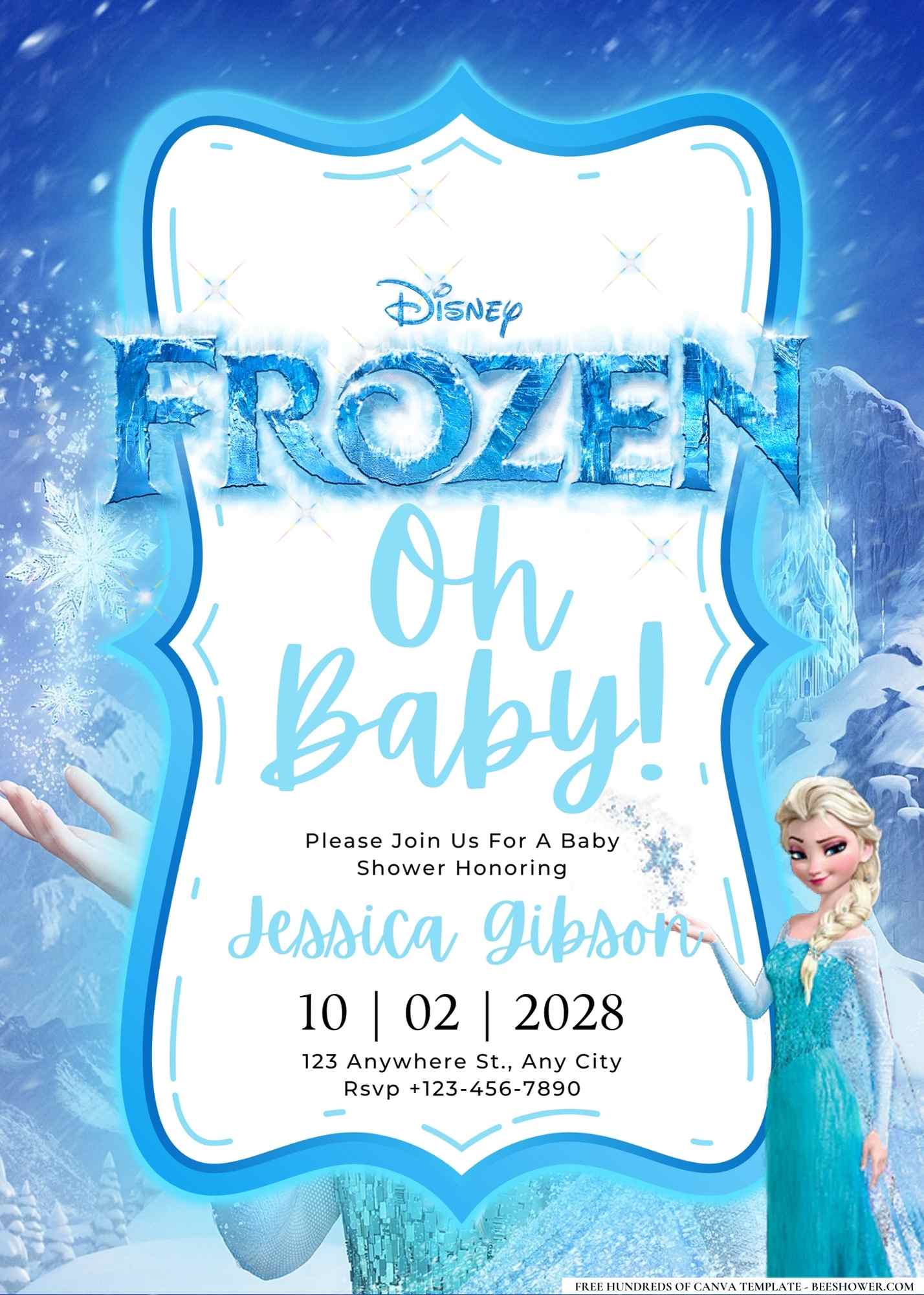 Elsa (Frozen) Baby Shower Invitation
