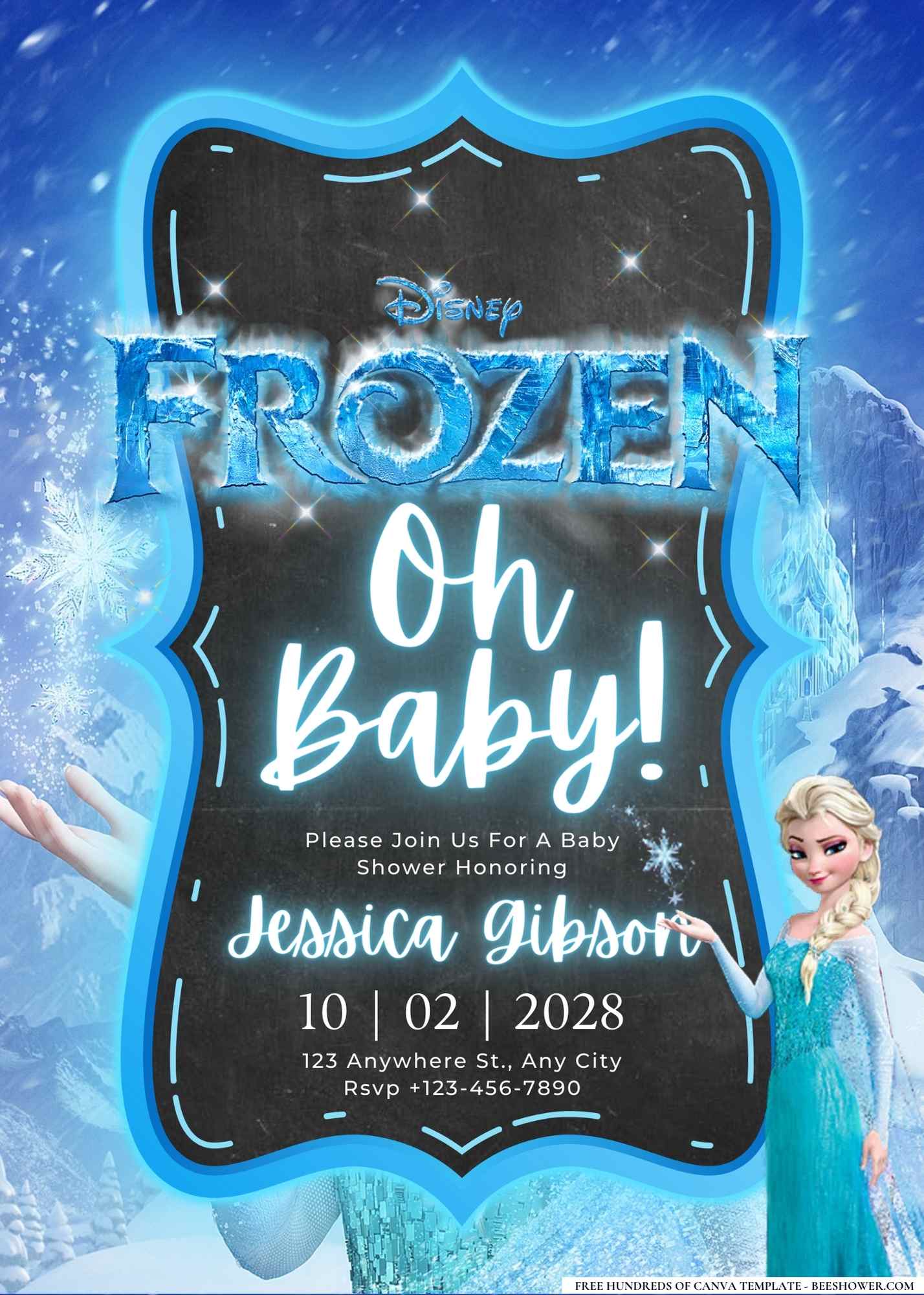 Elsa (Frozen) Baby Shower Invitation