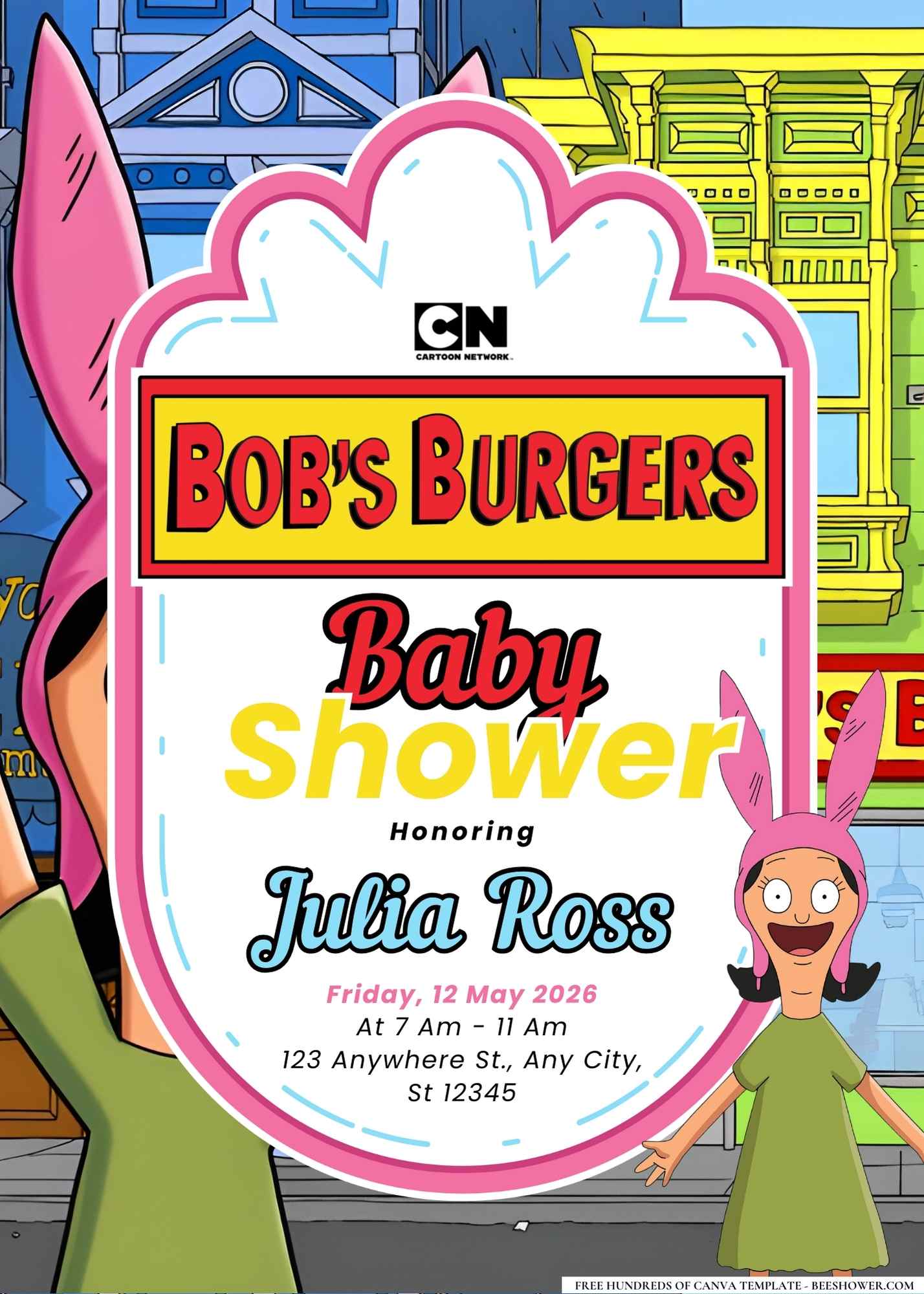 Louise Belcher Baby Shower Invitation