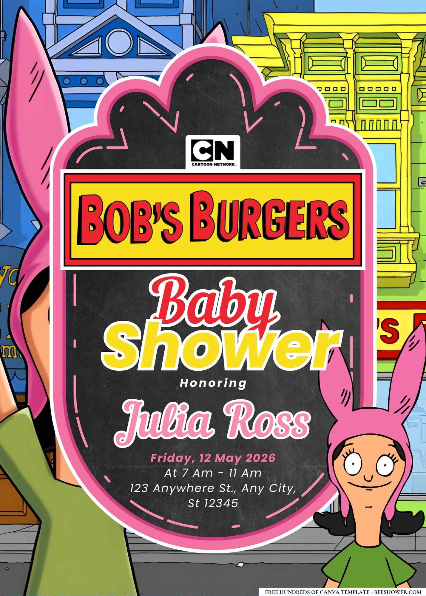 Louise Belcher Baby Shower Invitation