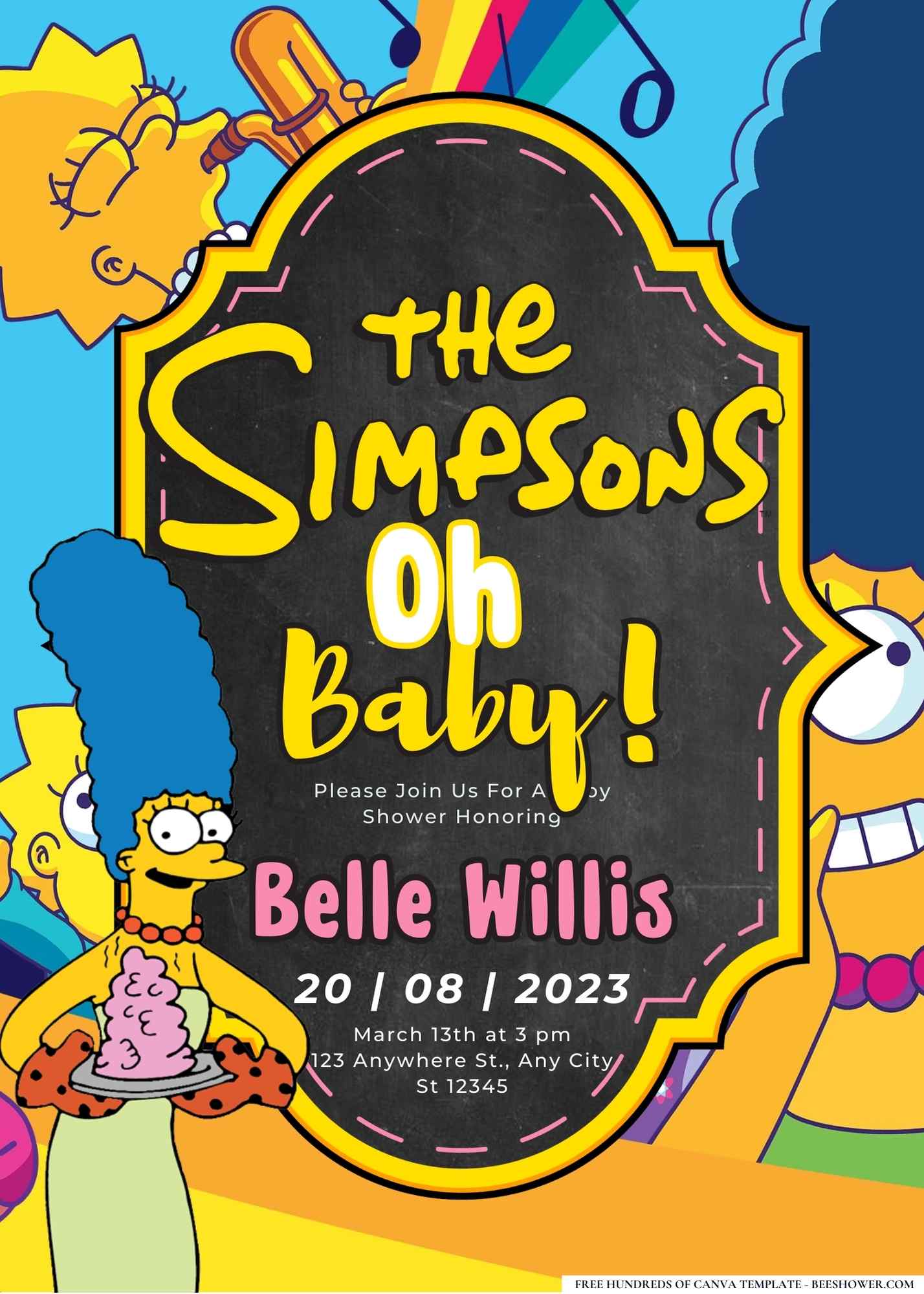 Marge Simpson Baby Shower Invitation