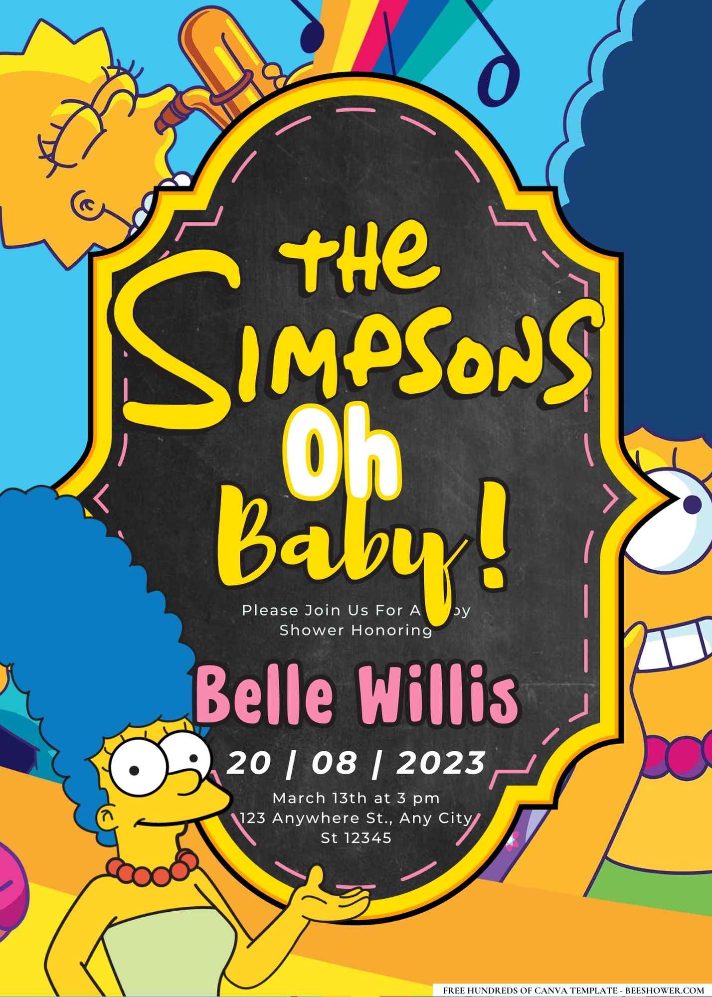 Marge Simpson Baby Shower Invitation