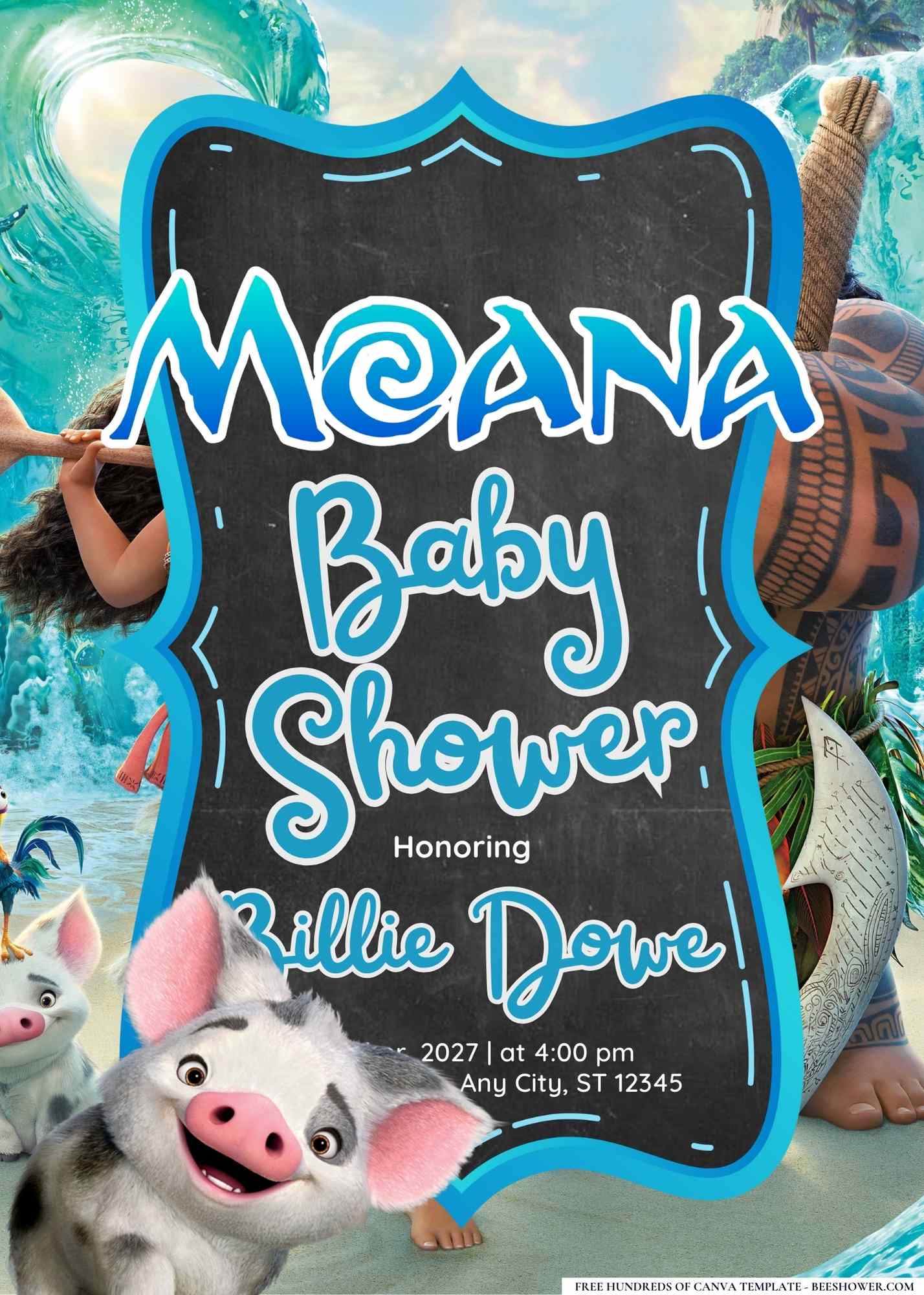 Moana Baby Shower Invitation