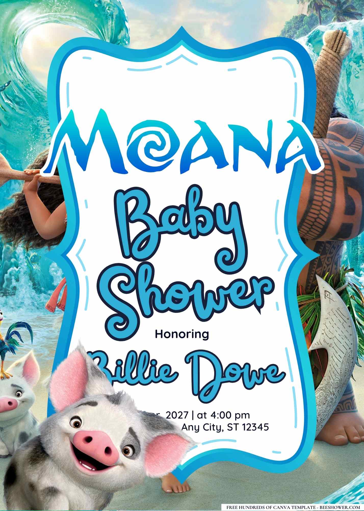 Moana Baby Shower Invitation