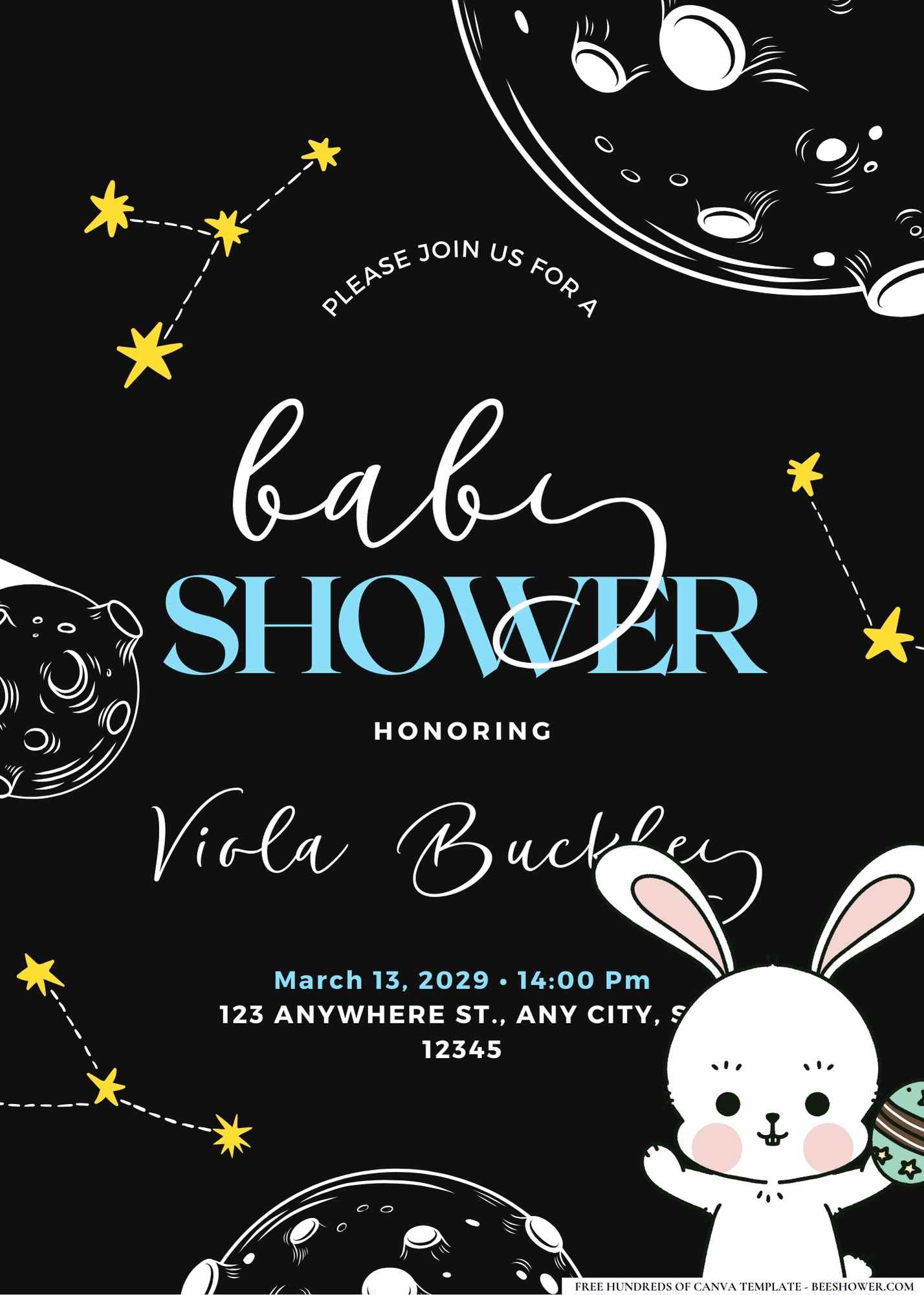 Moon and Stars Baby Shower Invitation