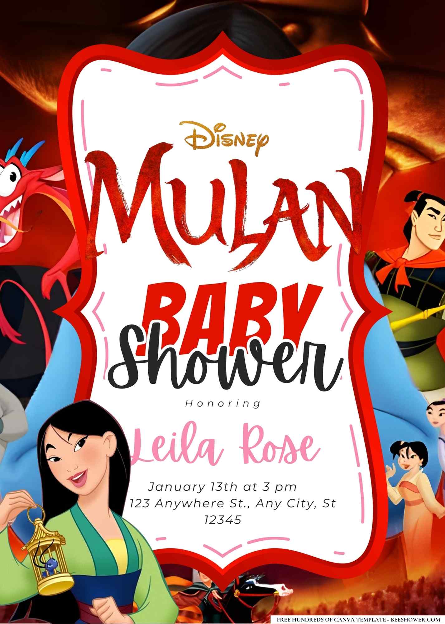 Mulan Baby Shower Invitation