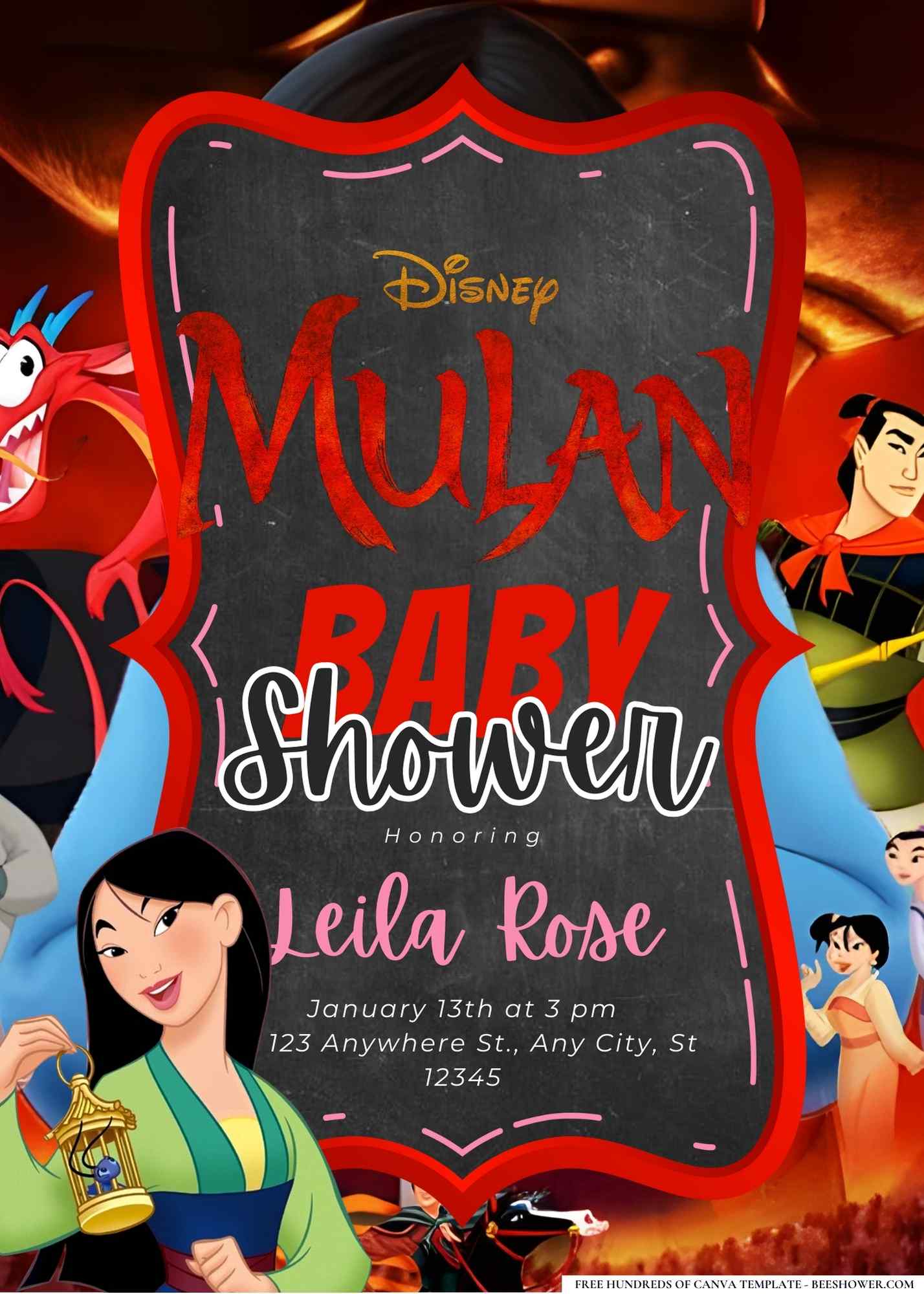 Mulan Baby Shower Invitation