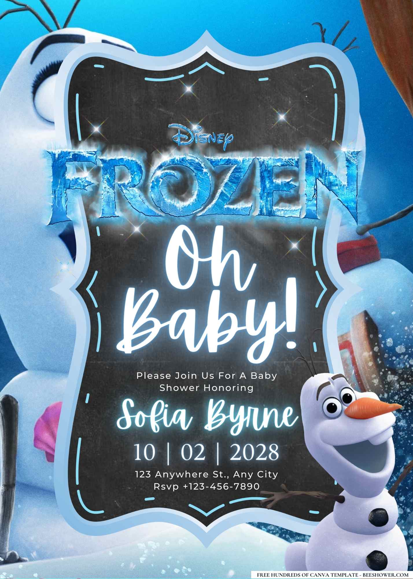 Olaf (Frozen) Baby Shower Invitation