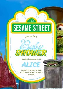 Oscar the Grouch Baby Shower Invitation