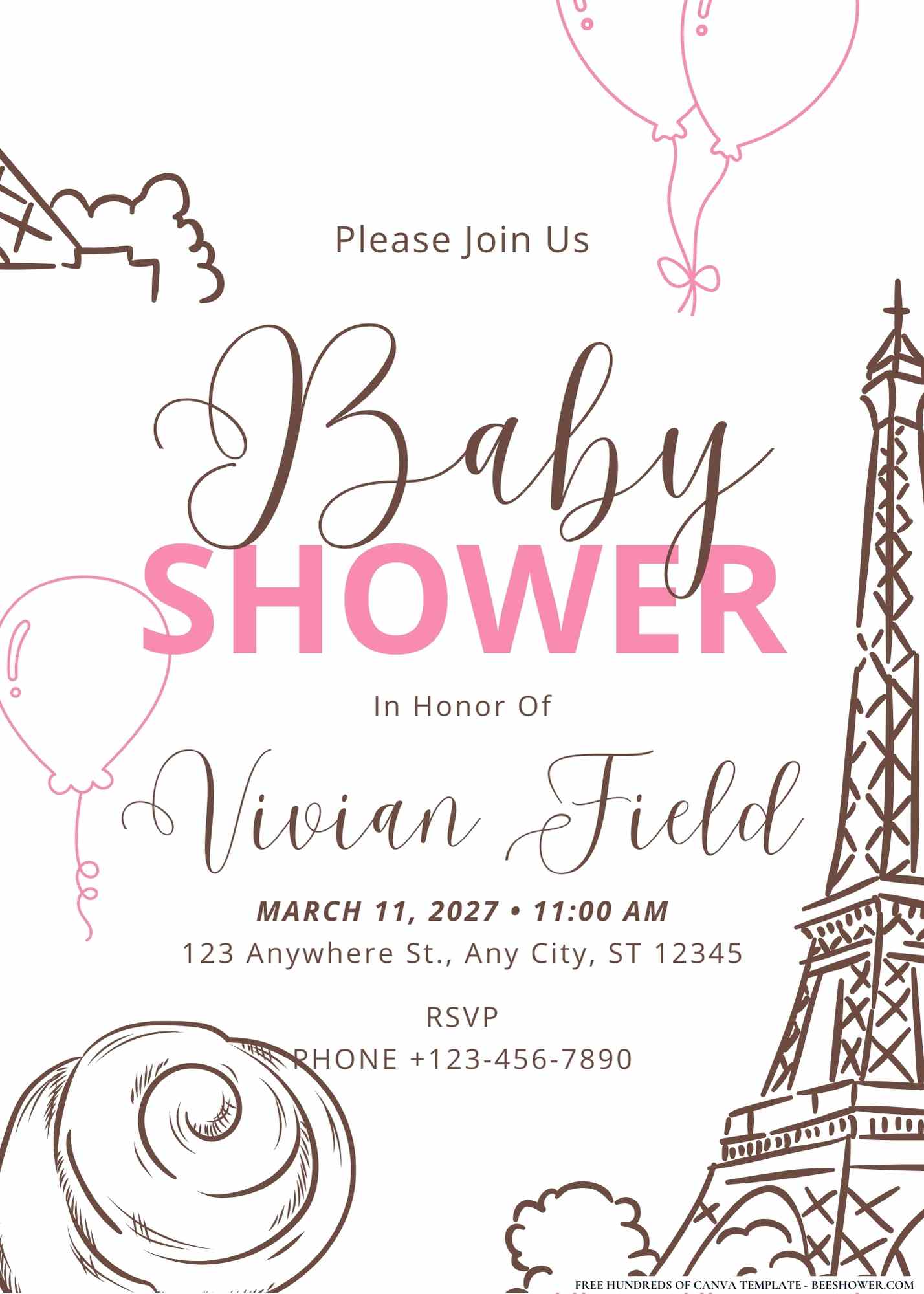 Parisian Bakery Baby Shower Invitation