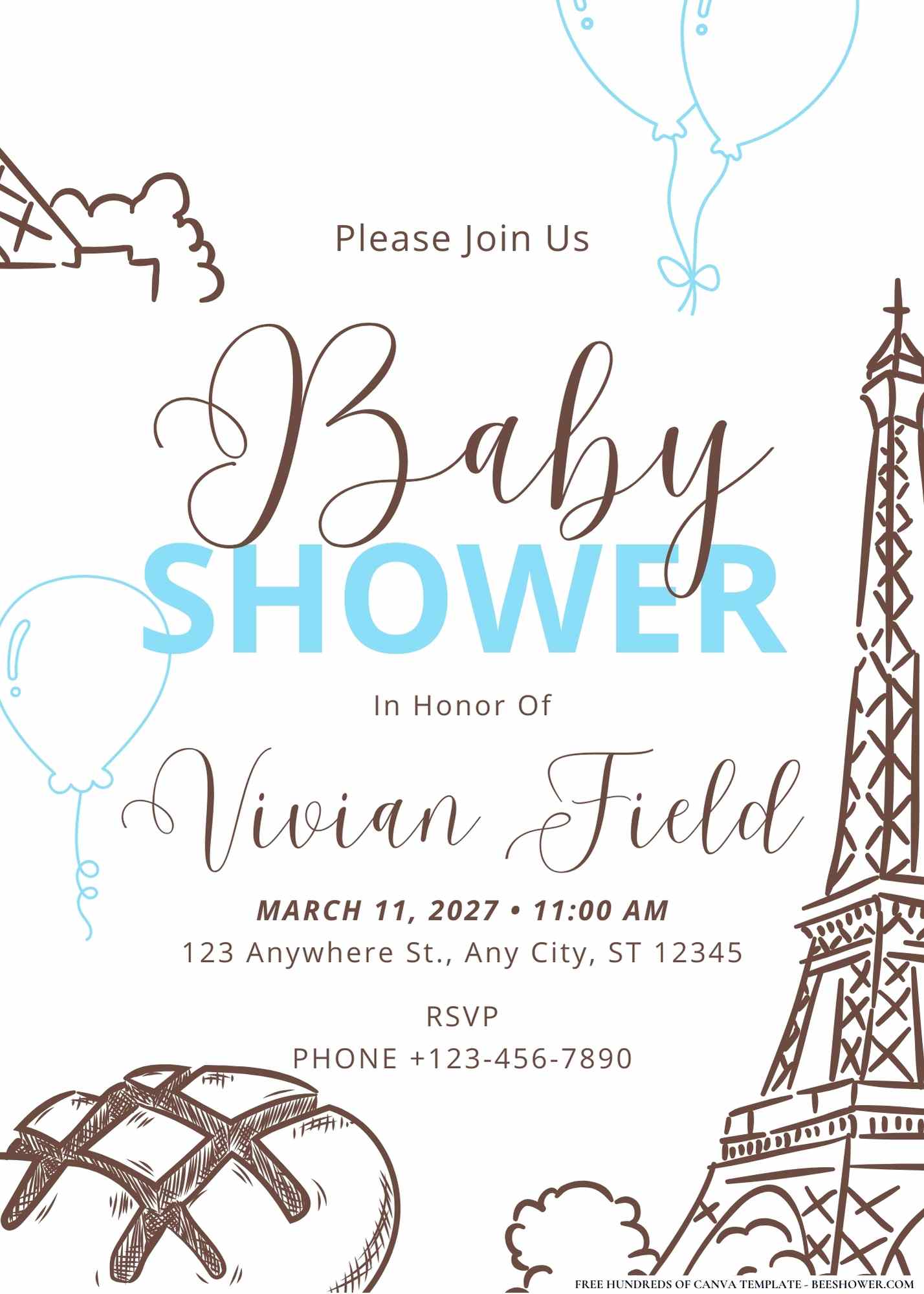 Parisian Bakery Baby Shower Invitation