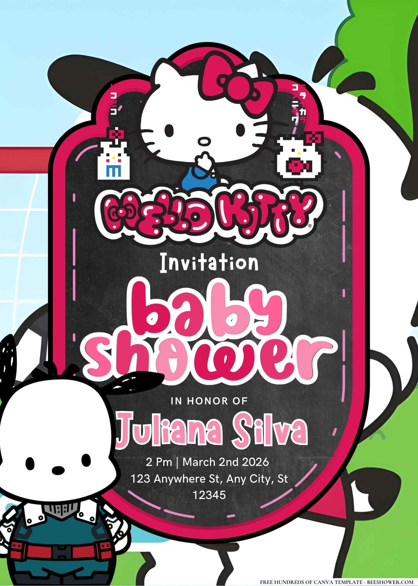 Pochacco Baby Shower Invitation
