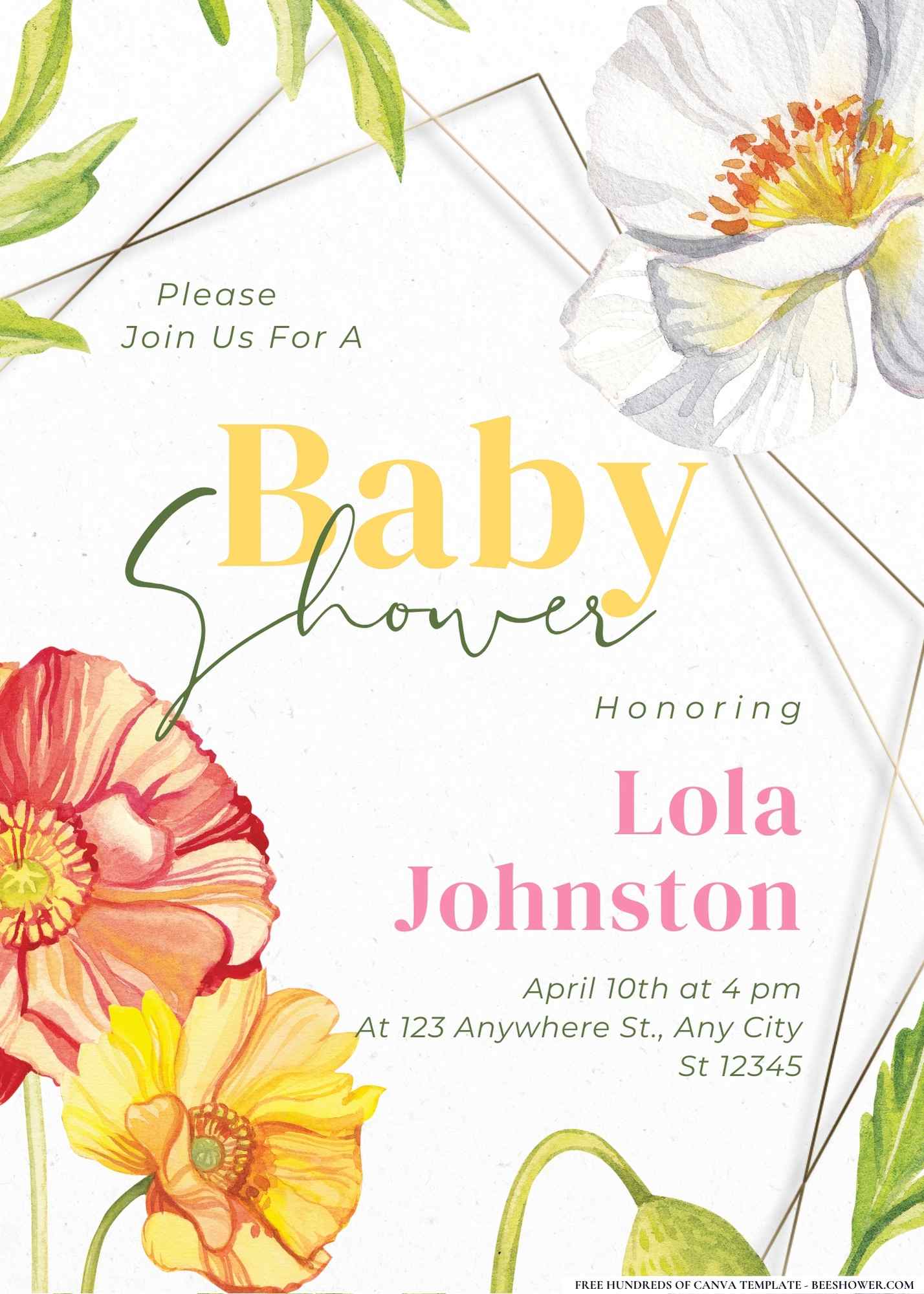 Poppies and Orange Baby Shower Invitation