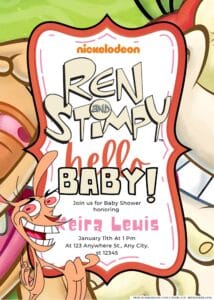 Ren and Stimpy Baby Shower Invitation