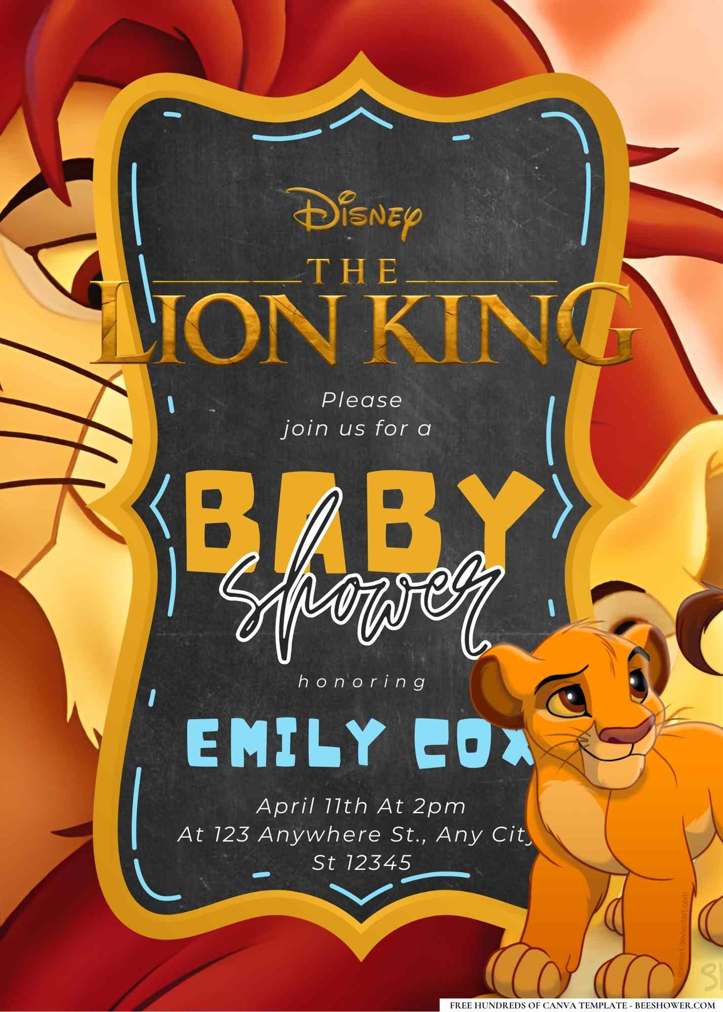 Simba (The Lion King) Baby Shower Invitation