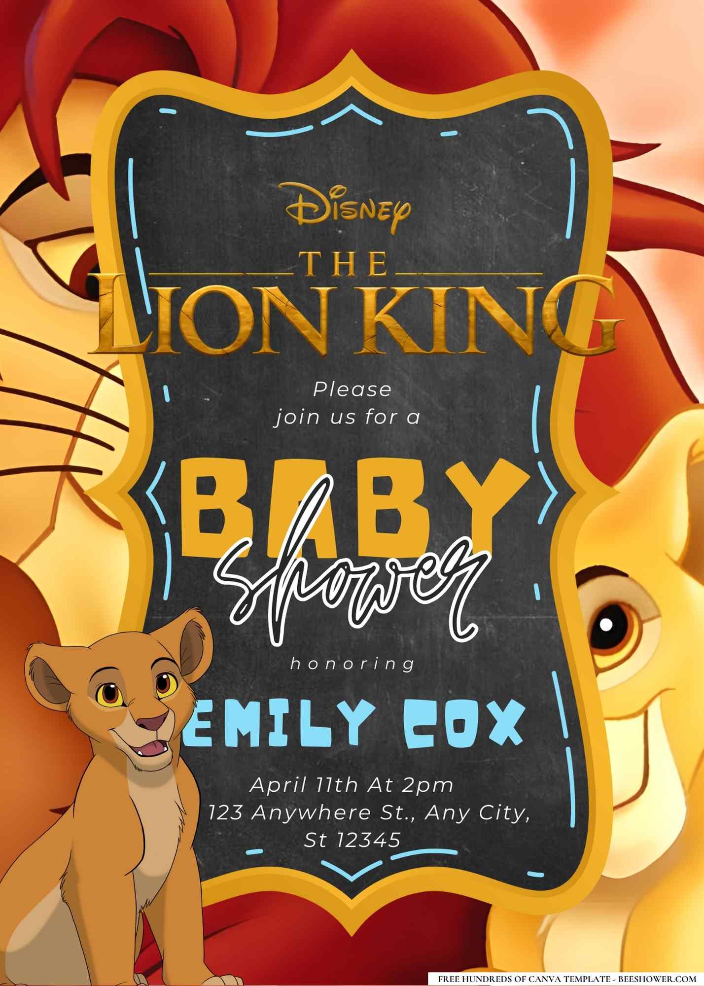 Simba (The Lion King) Baby Shower Invitation