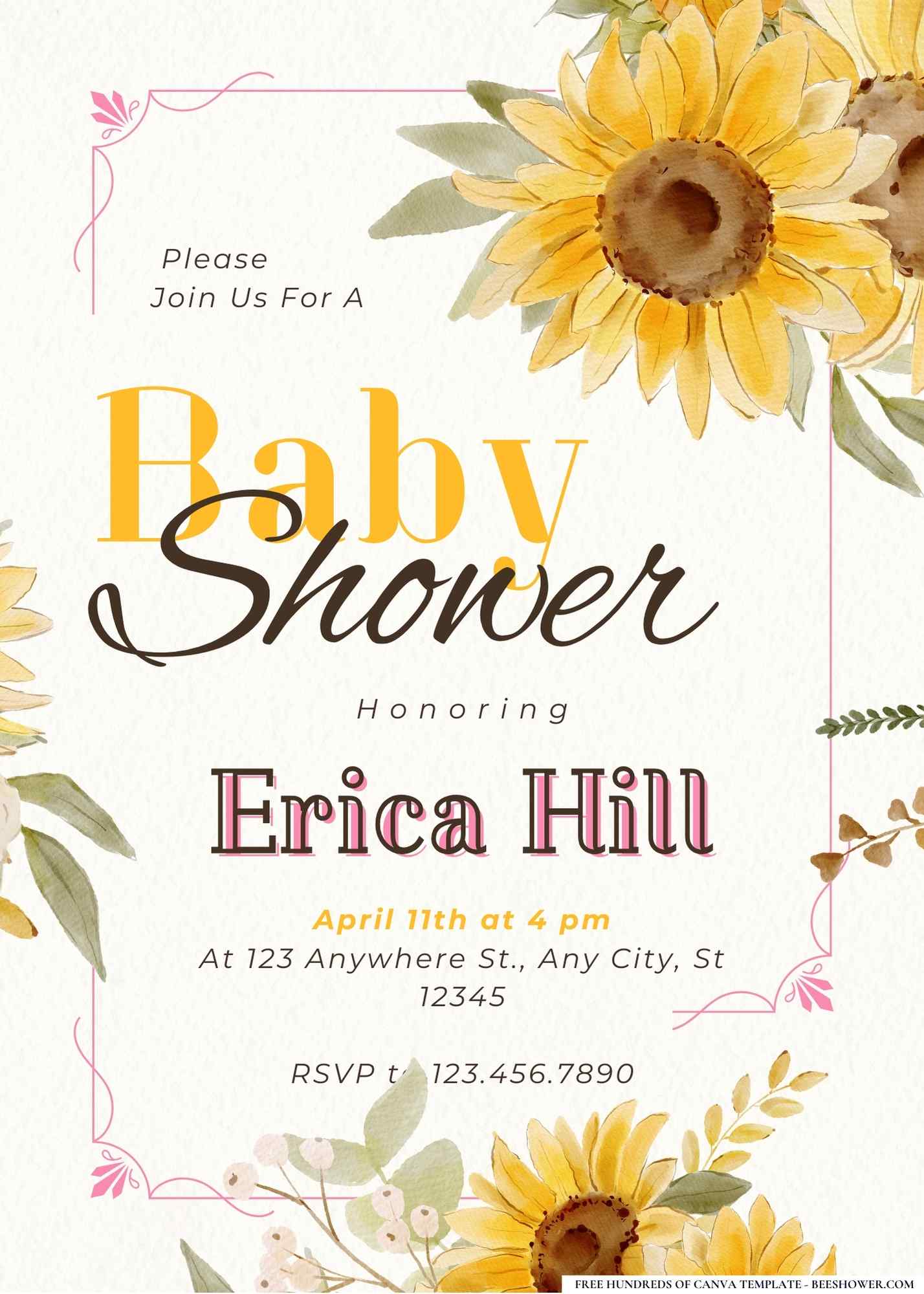 Sunflower Sunshine Baby Shower Invitation