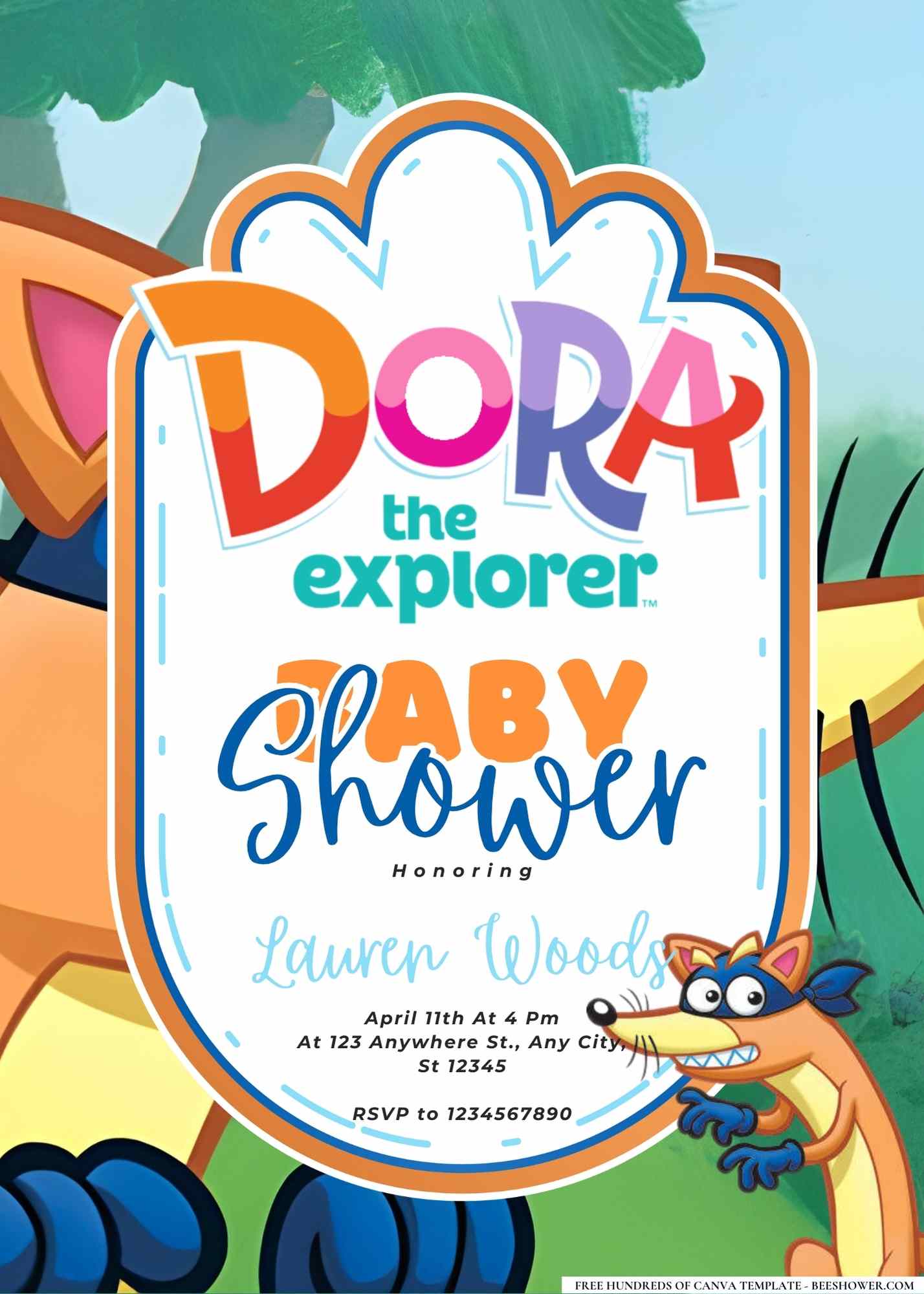 Swiper (Dora the Explorer) Baby Shower Invitation