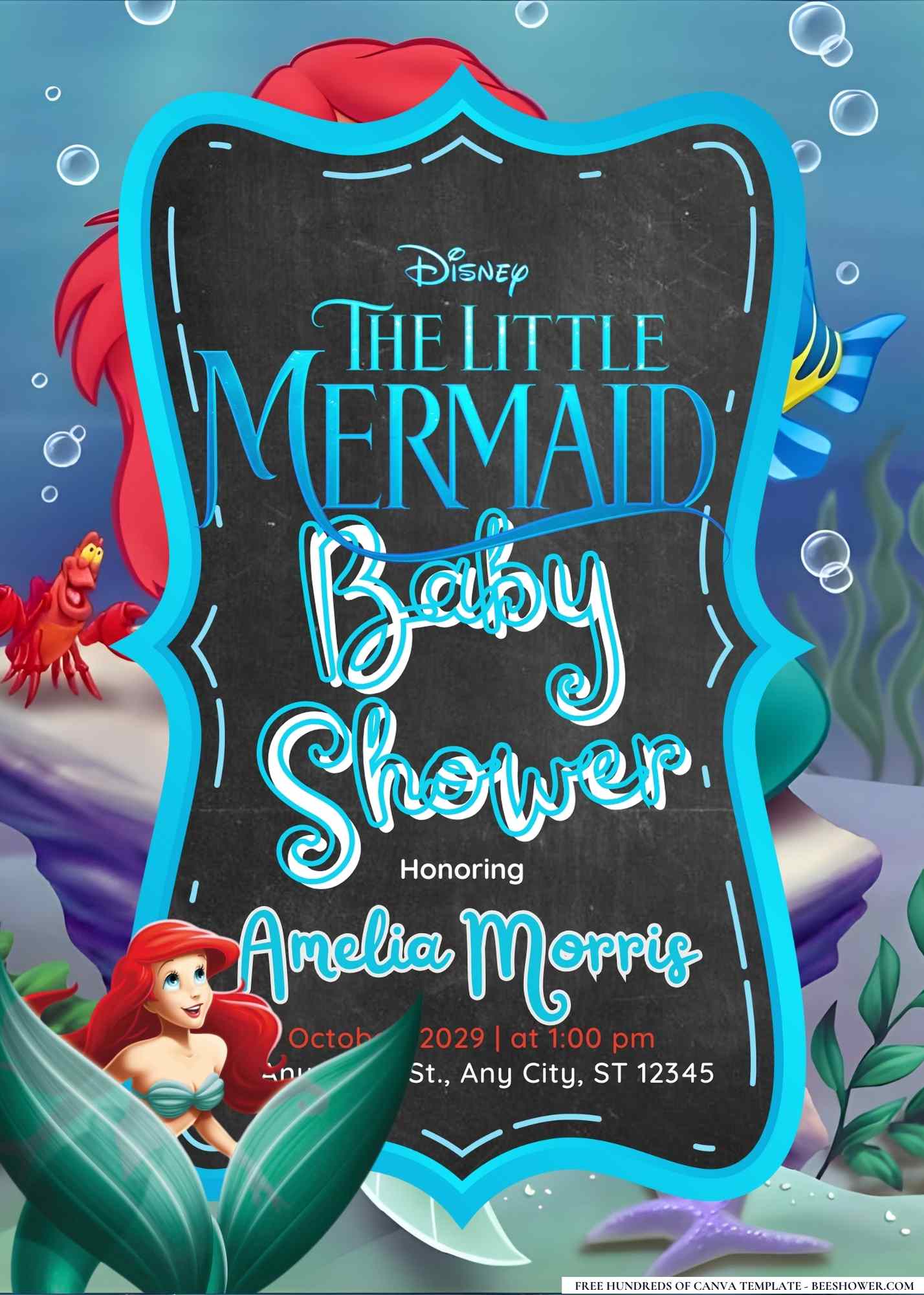 The Little Mermaid (Ariel) Baby Shower Invitation
