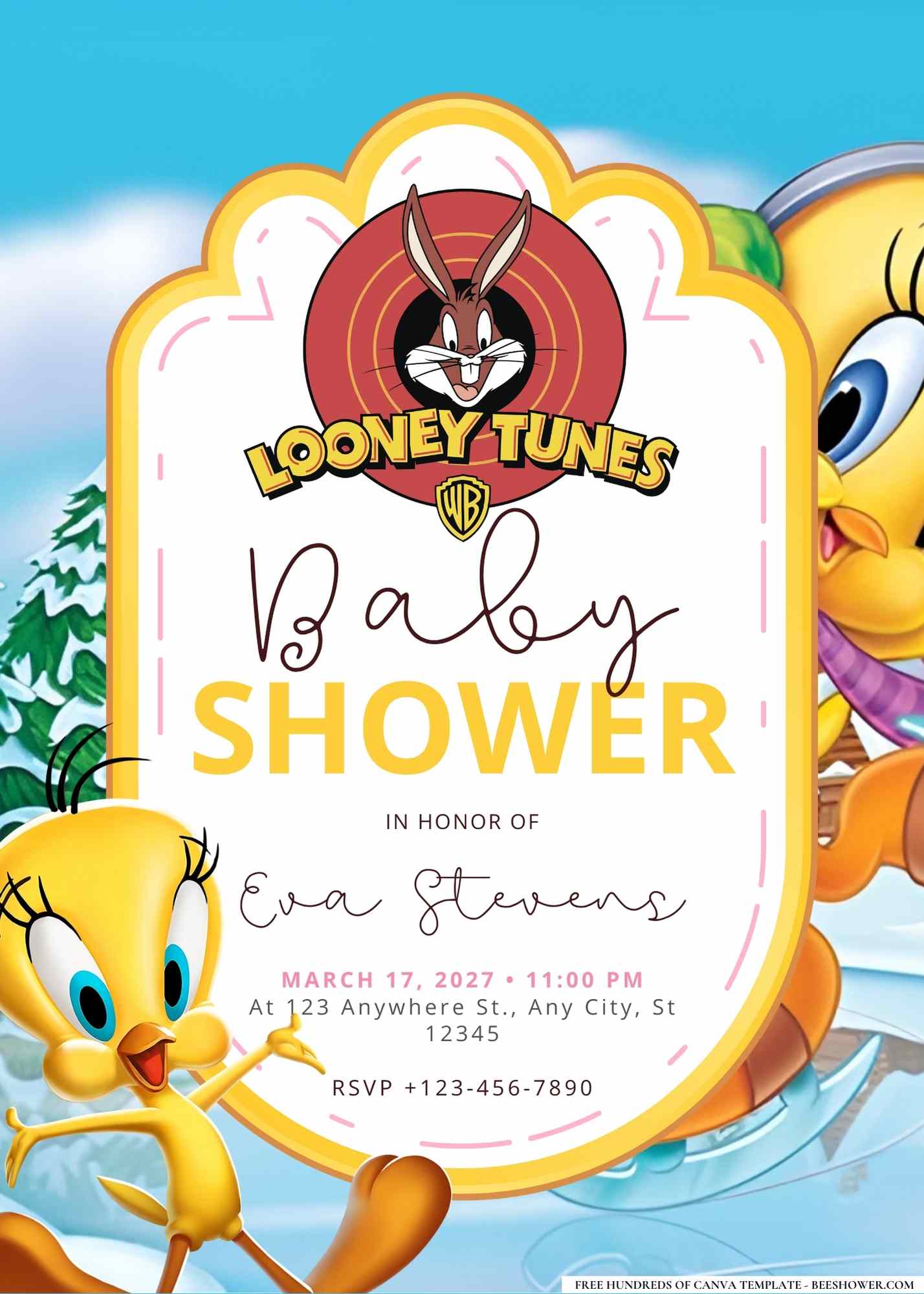 Tweety Bird Baby Shower Invitation