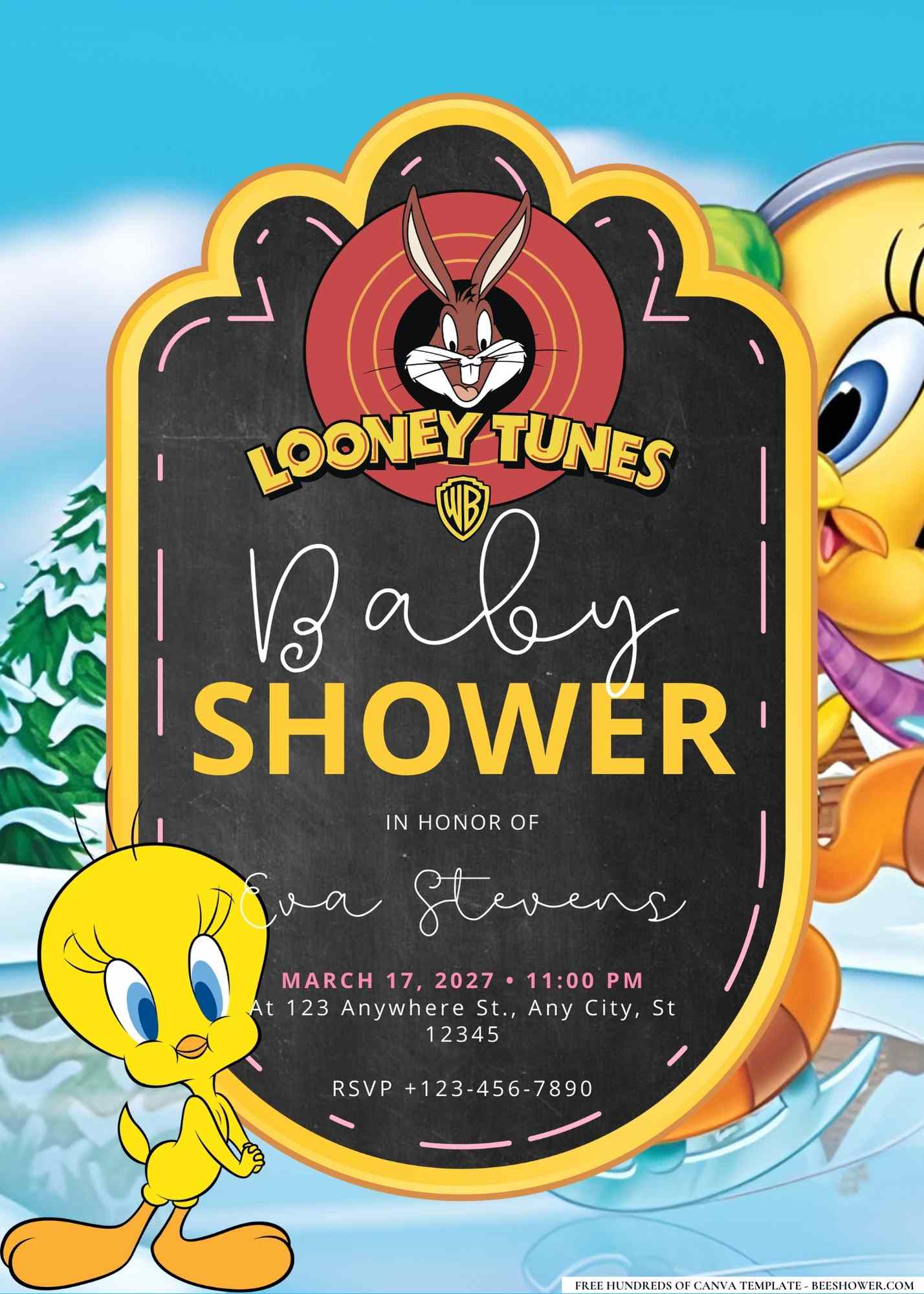 Tweety Bird Baby Shower Invitation