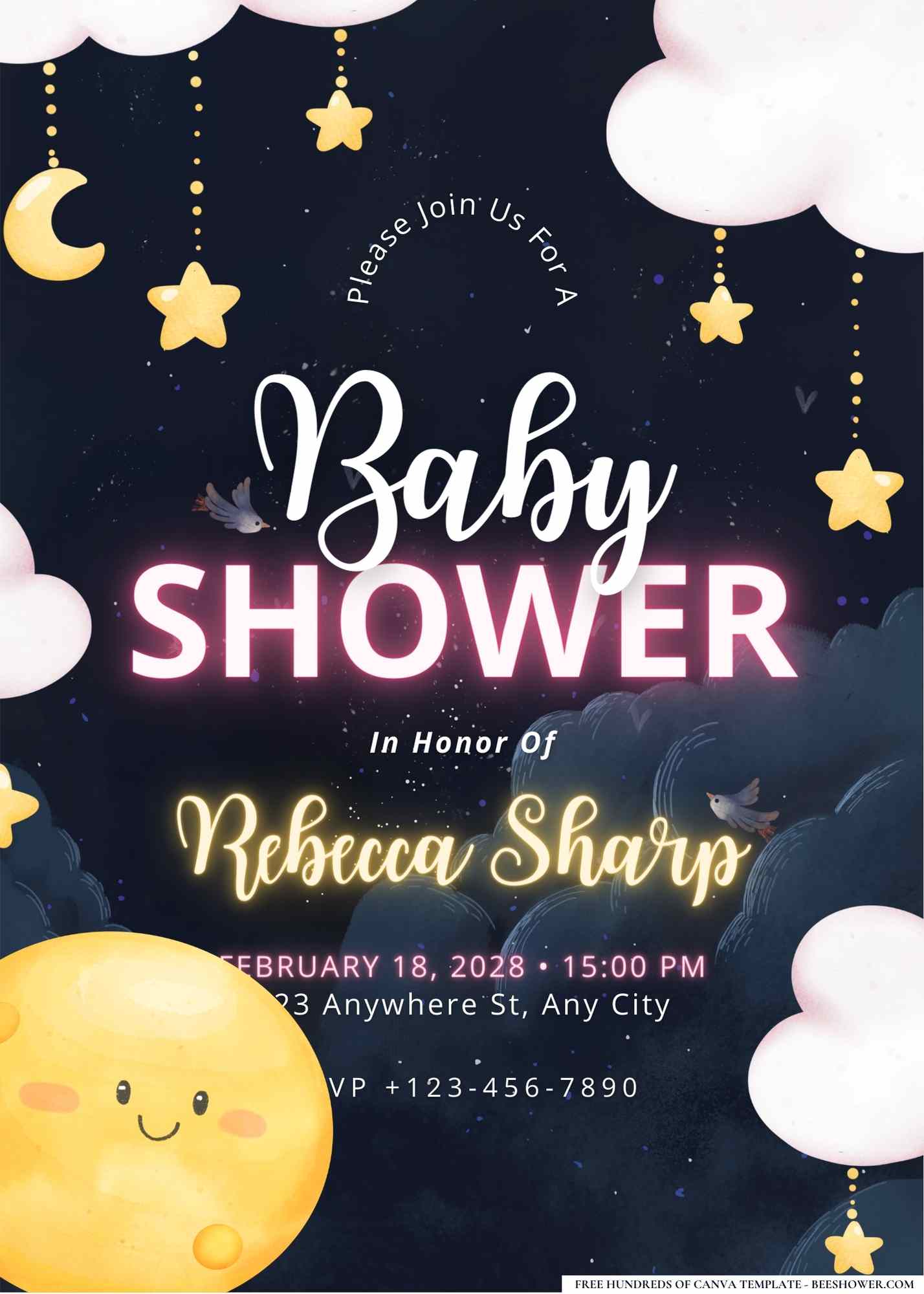 Under the Stars (Starry Night) Baby Shower Invitation