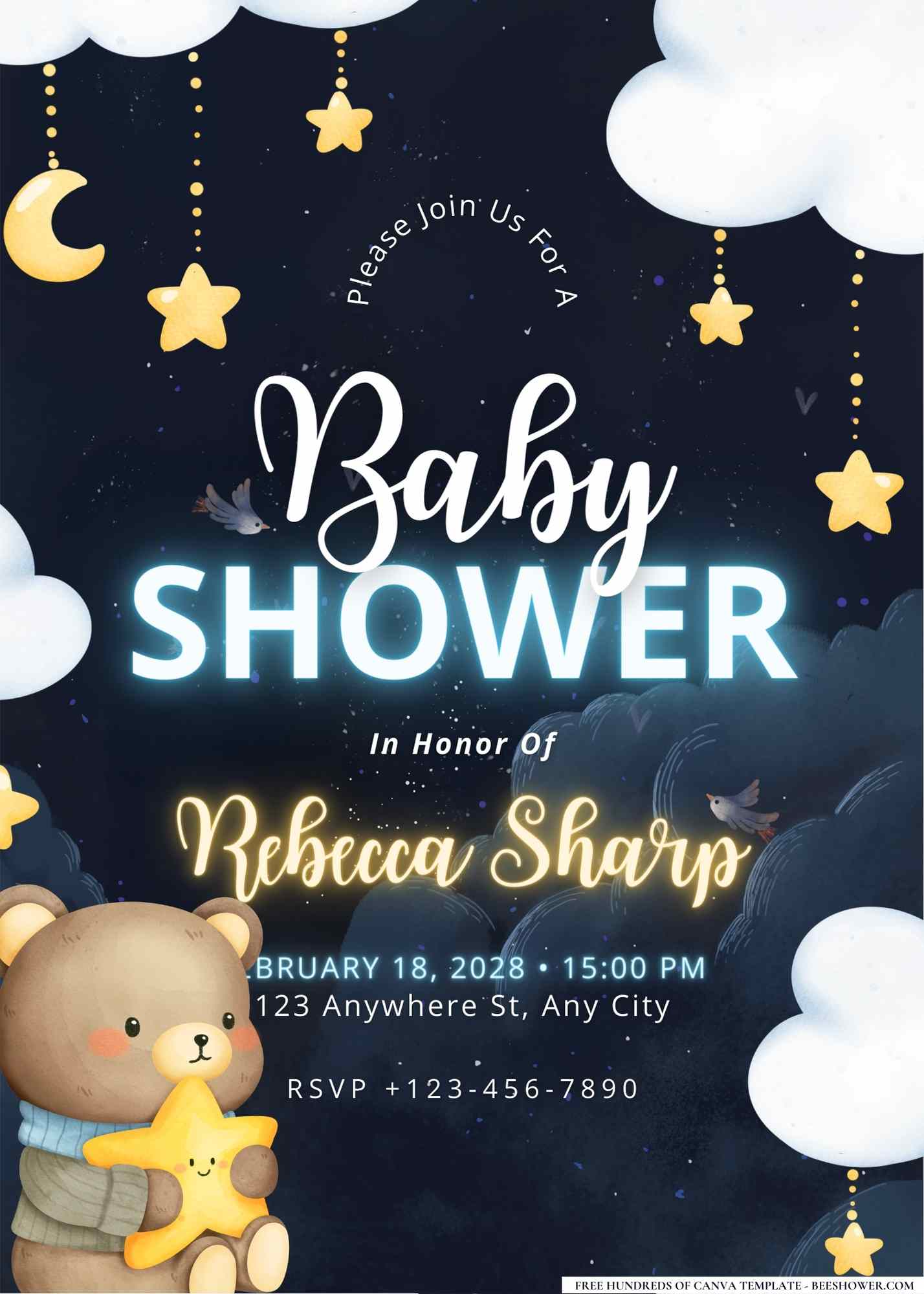 Under the Stars (Starry Night) Baby Shower Invitation