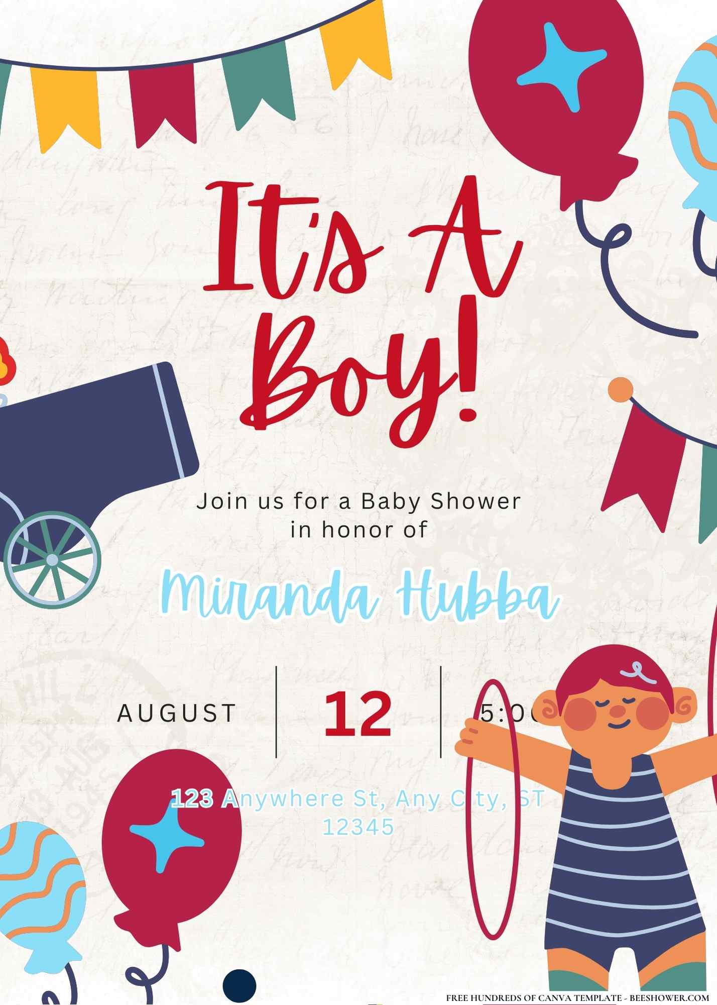 Vintage Circus Carnival Baby Shower Invitation