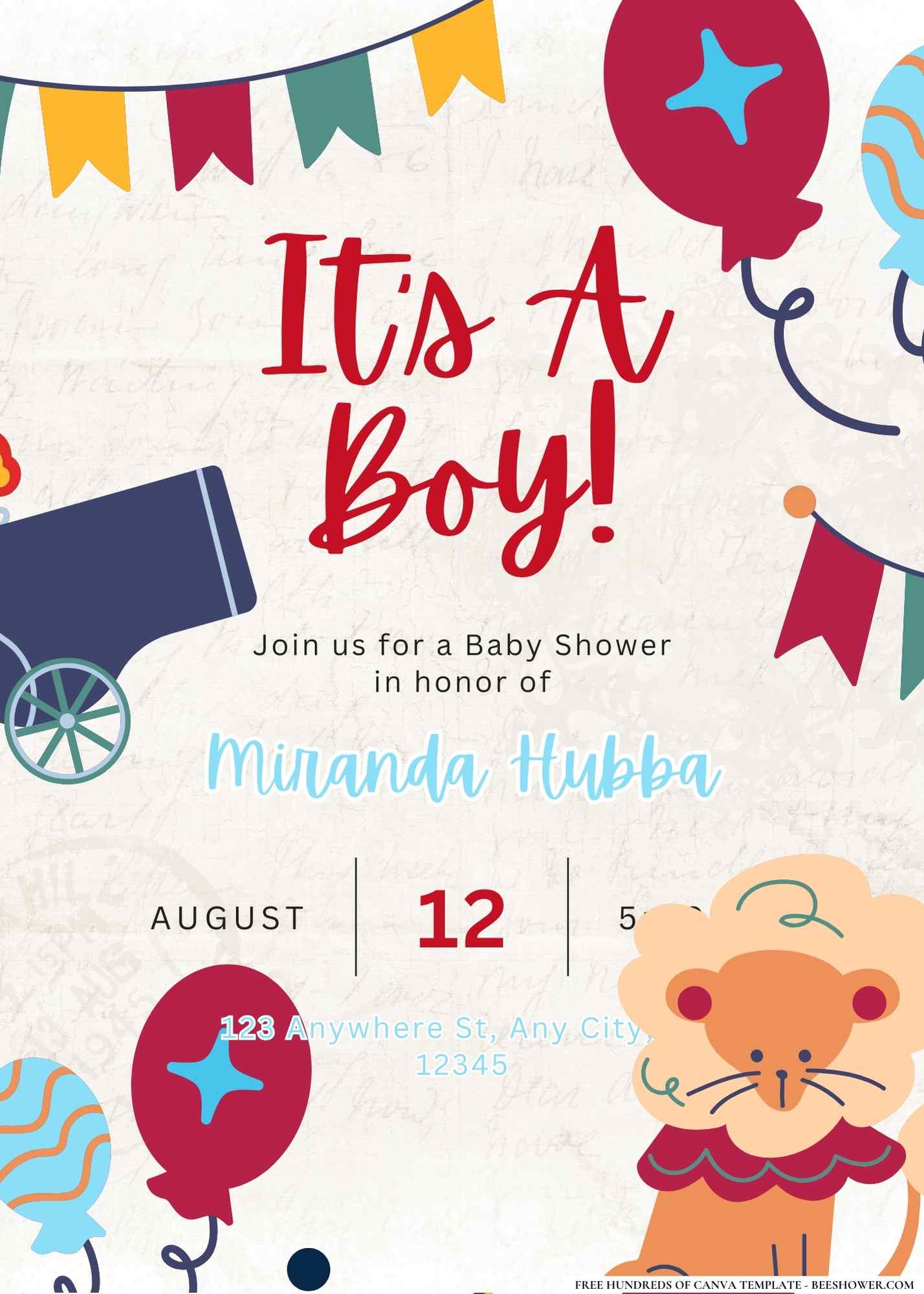 Vintage Circus Carnival Baby Shower Invitation