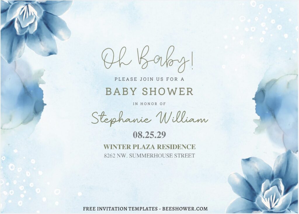 (Free Editable PDF) Whimsical Peony & Azalea Baby Shower Invitation Templates J