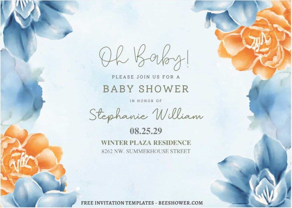 (Free Editable PDF) Whimsical Peony & Azalea Baby Shower Invitation Templates A