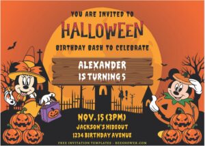 (Free Editable PDF) Mickey Mouse Trick Or Treat Baby Shower Invitation Templates J