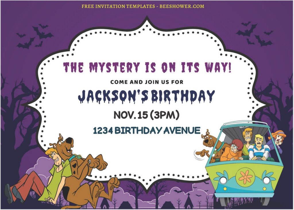 (Free Editable PDF) Adorable Scooby Doo Baby Shower Invitation Templates A