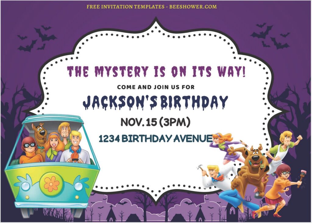 (Free Editable PDF) Adorable Scooby Doo Baby Shower Invitation Templates B