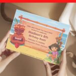 (Free Editable PDF) Dora The Explorer Hawaiian Adventure Baby Shower Invitation j