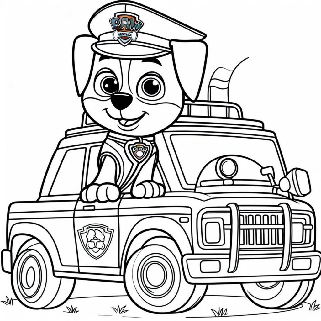 Mighty Chase paw patrol coloring template